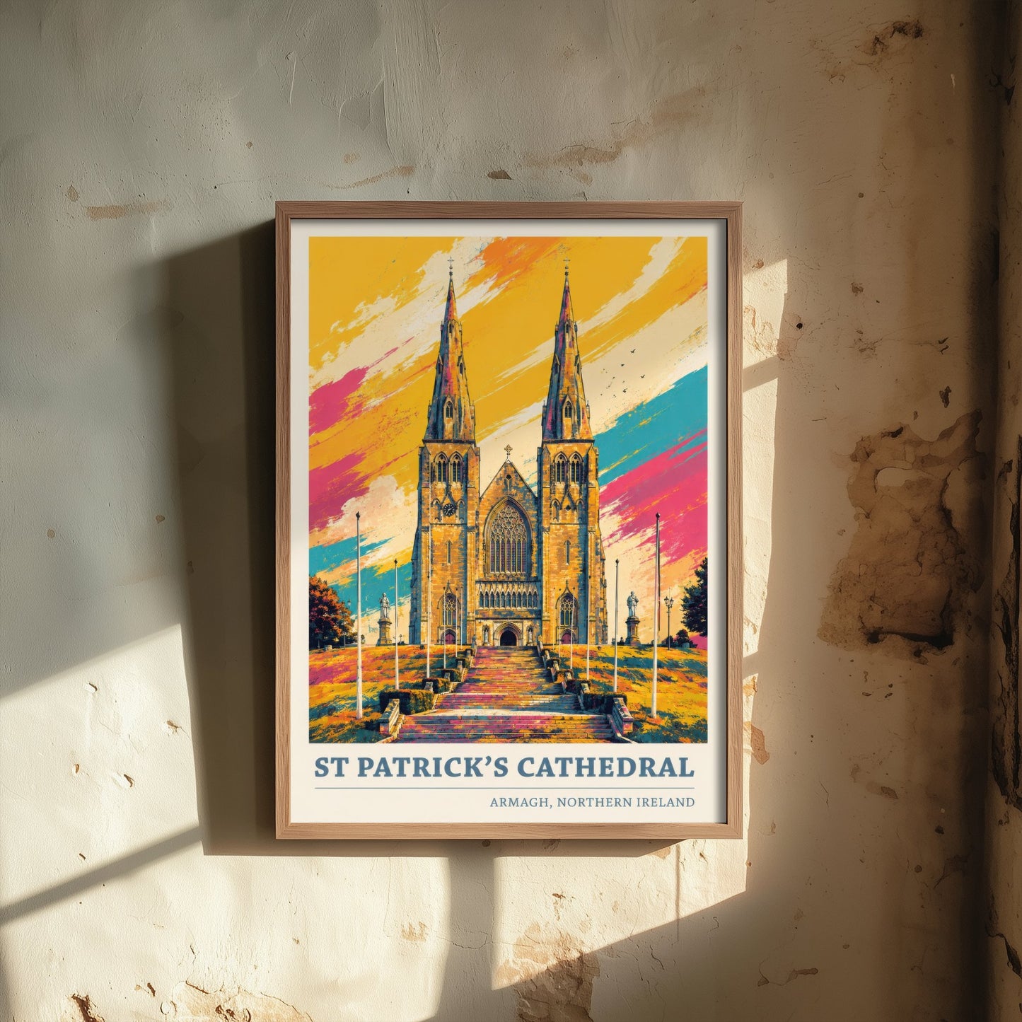 St Patrick's Cathedral Travel Poster - Armagh Art Print - Northern Ireland Painting - Vibrant Spires 2/3