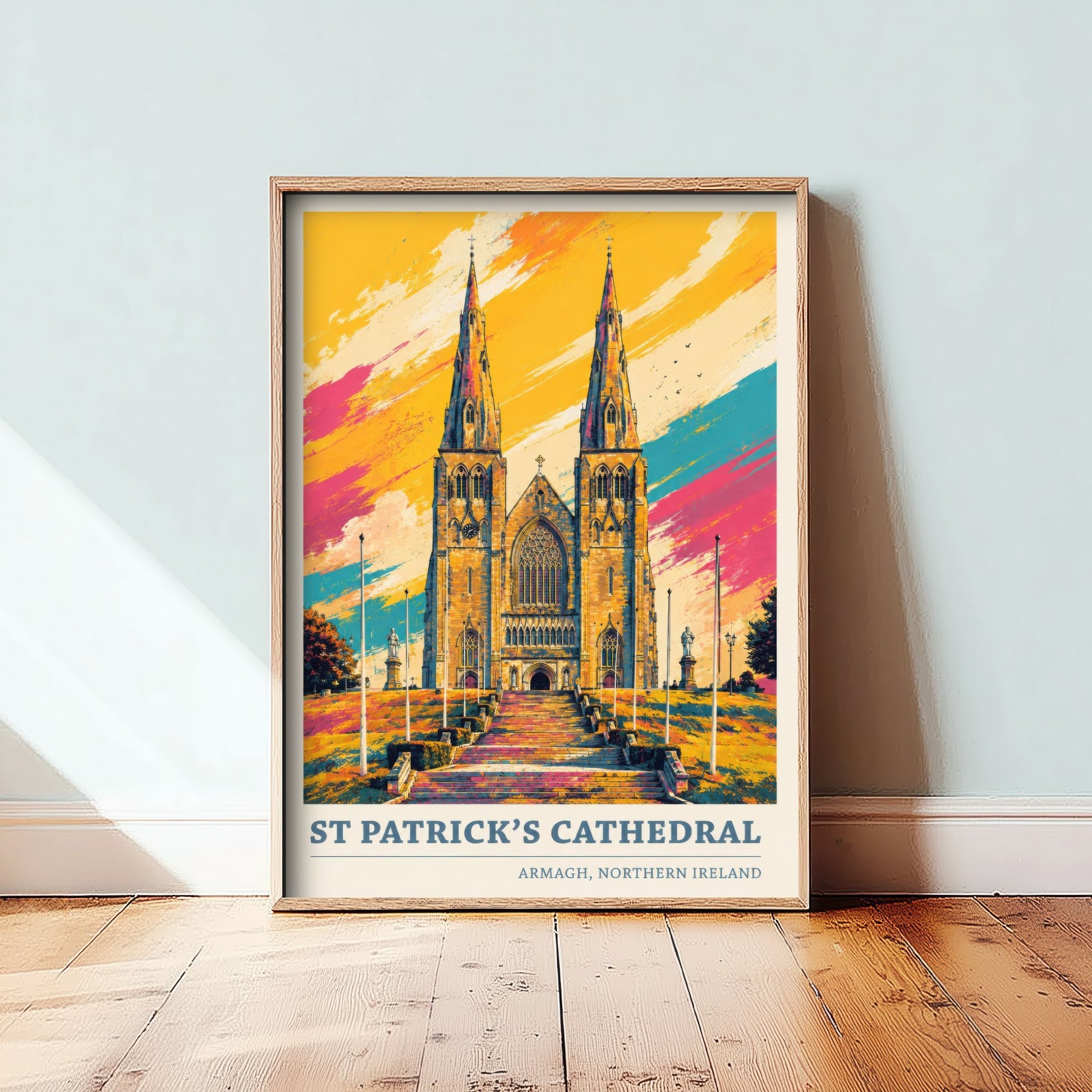 St Patrick's Cathedral Travel Poster - Armagh Art Print - Northern Ireland Painting - Vibrant Spires 2/3