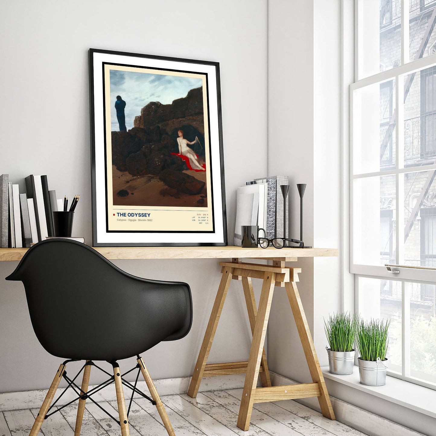 Arnold Bocklin - Odysseus and Calypso (1882) - The Odyssey Gallery Poster - Classic Painting Art Print - Greek Mythology Wall Decor