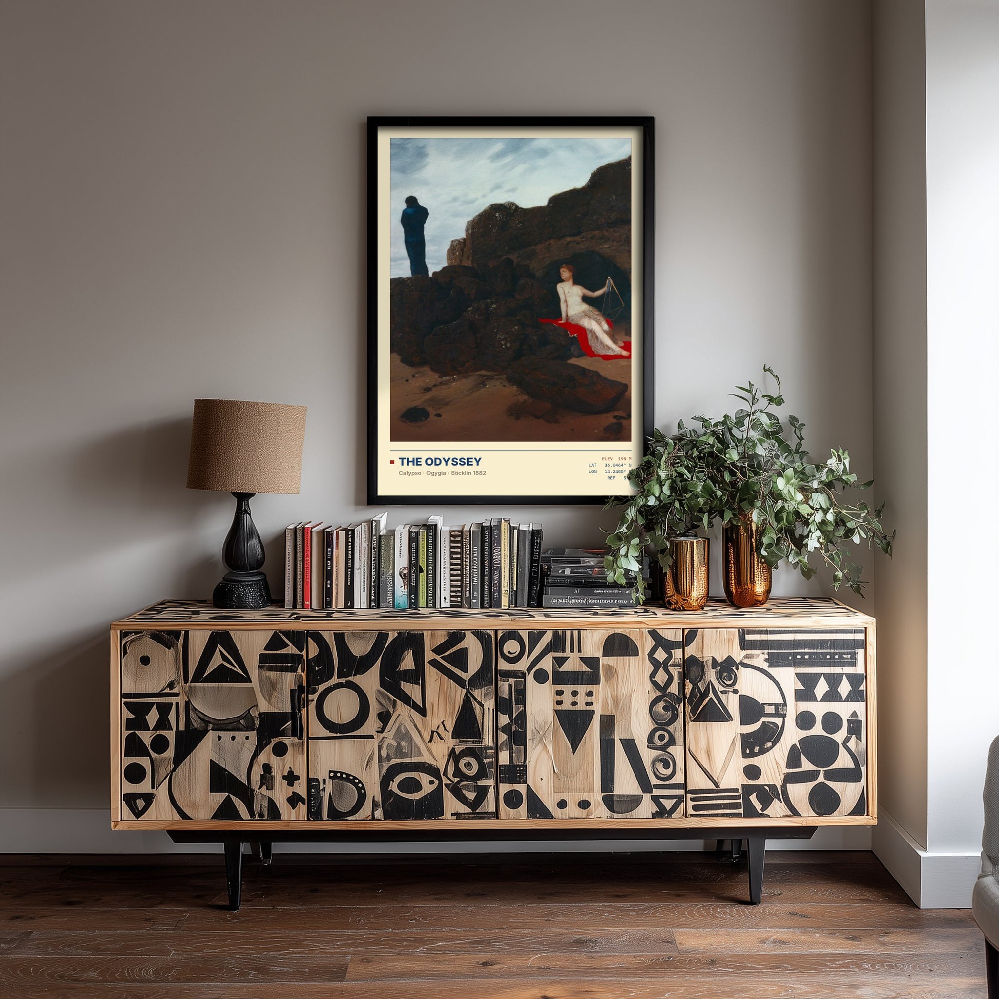 Arnold Bocklin - Odysseus and Calypso (1882) - The Odyssey Gallery Poster - Classic Painting Art Print - Greek Mythology Wall Decor