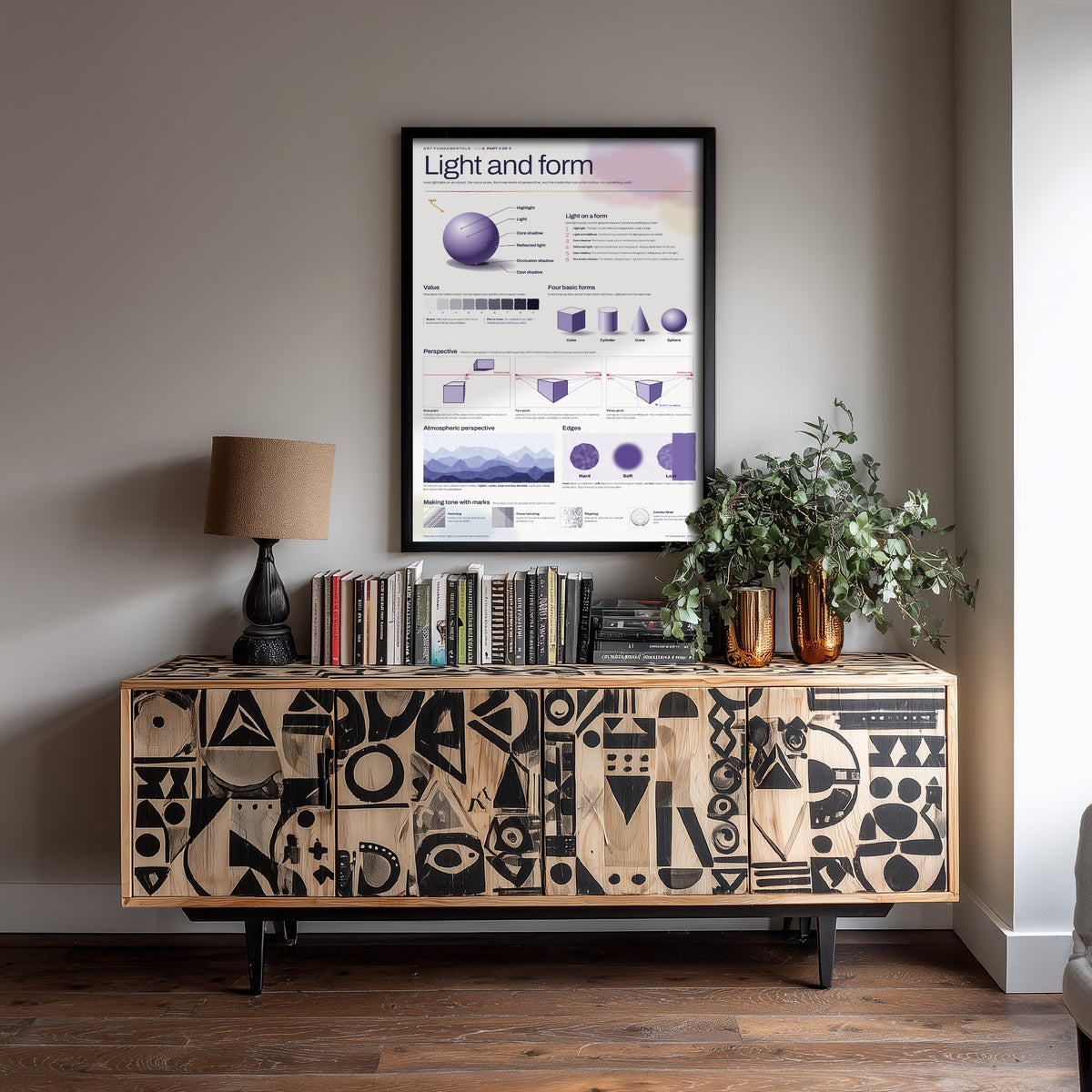 Light and Form Art Print - Shading and Perspective Guide Poster - Educational Illustration - Art Student Gift V2 3/3