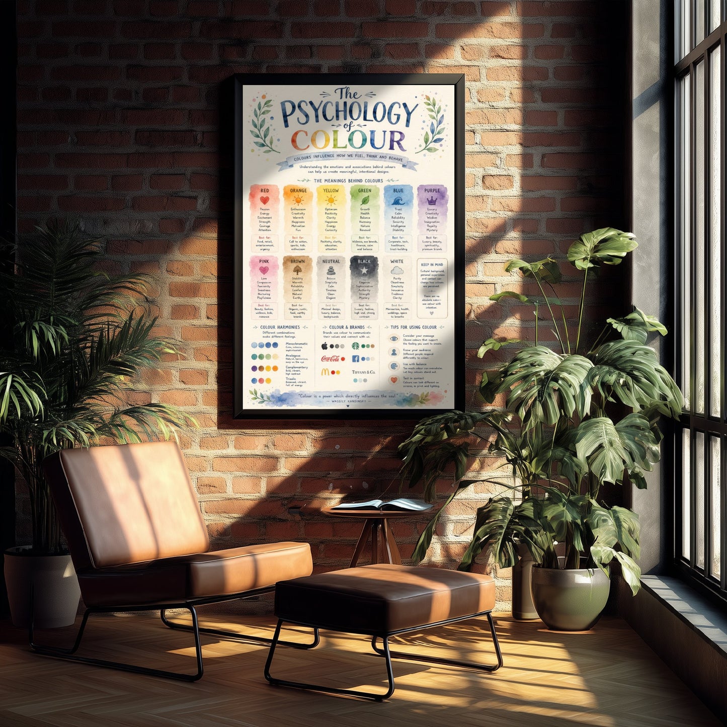 Psychology of Colour Art Print - Colour Meanings Chart Poster - Educational Illustration - Artist Gift 1/3