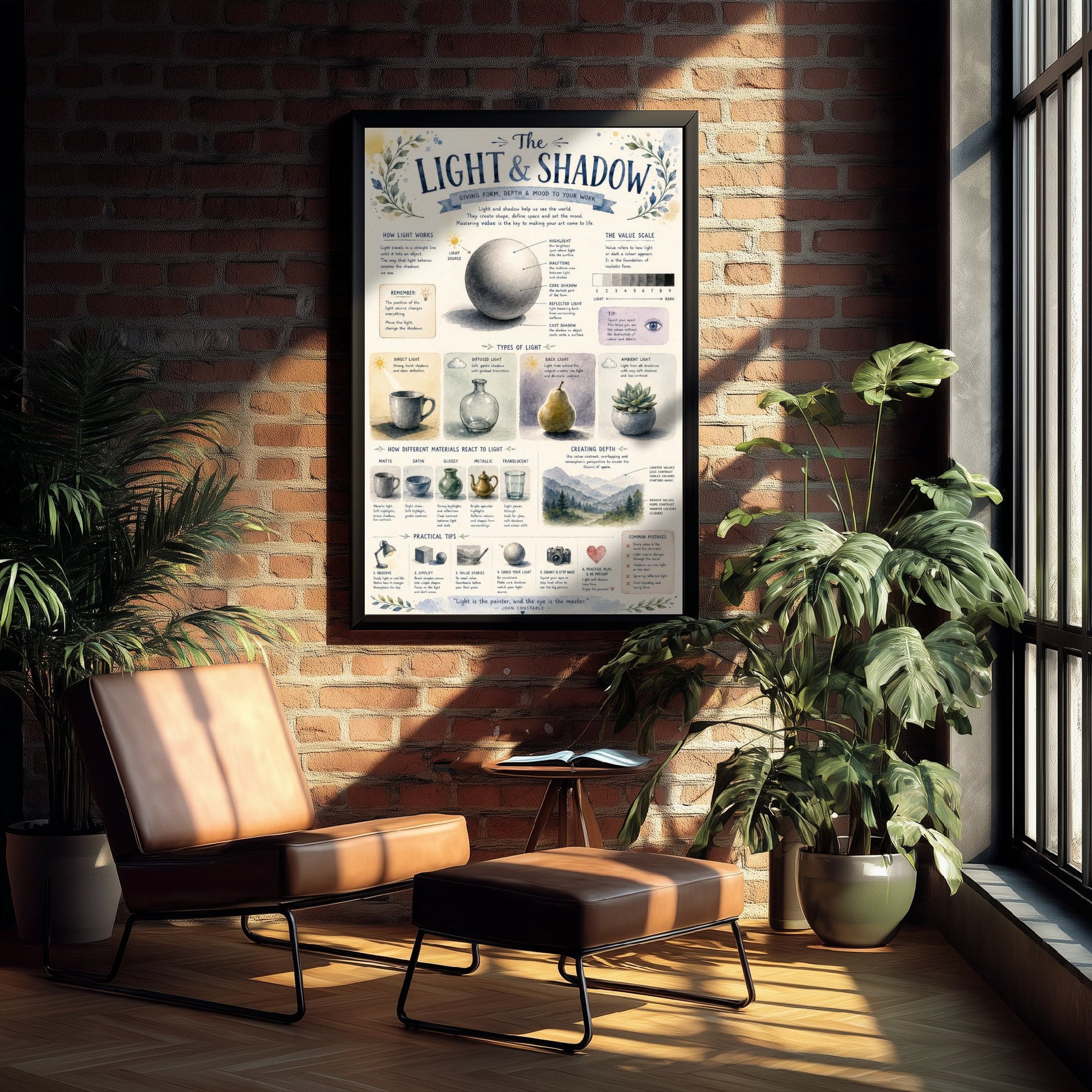 Light & Shadow Art Print - Drawing Value Guide Poster - Educational Illustration - Artist Studio Gift 2/3