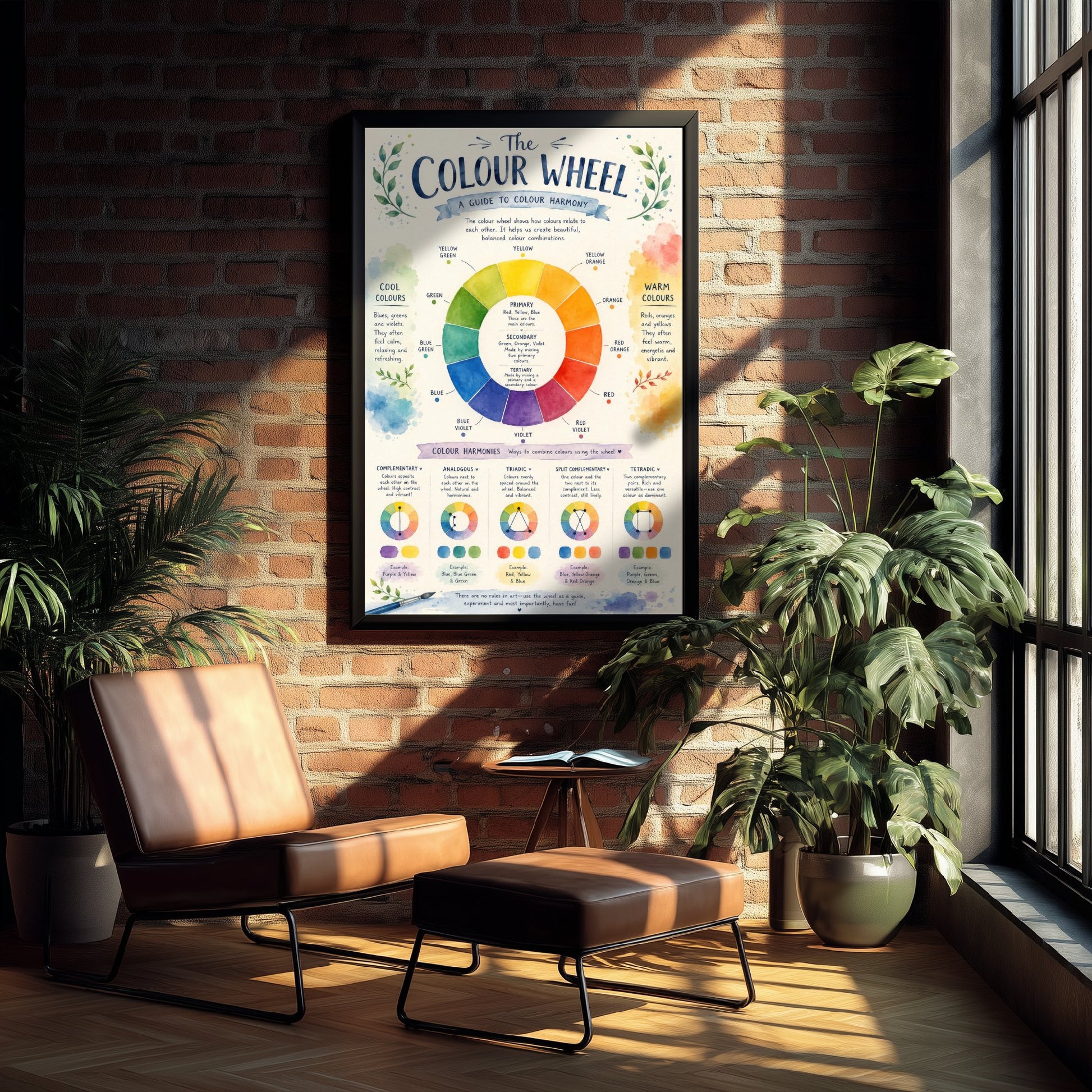 Colour Wheel Art Print - Colour Harmony Guide Poster - Educational Illustration - Artist Studio Gift 3/3