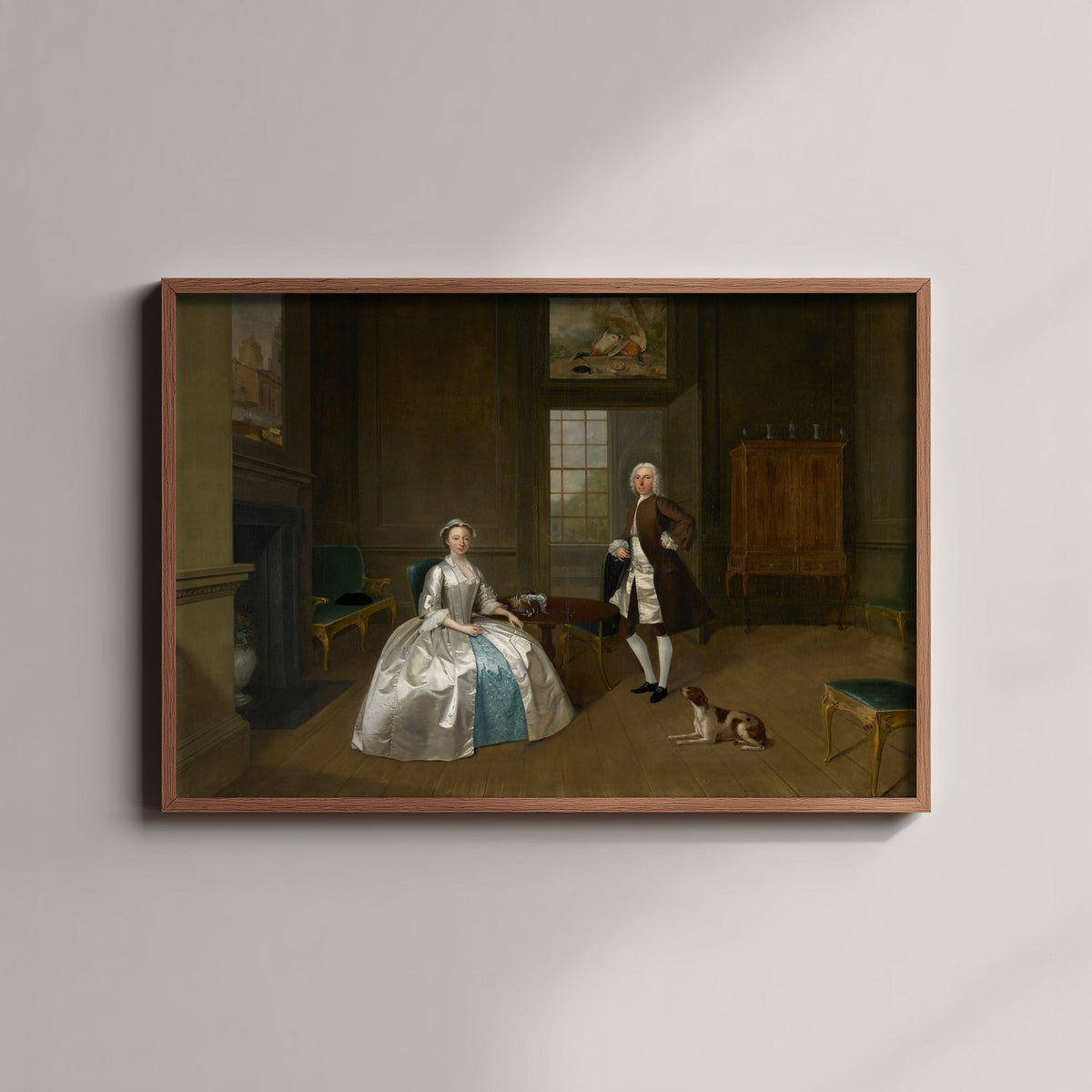 Arthur Devis - Mr and Mrs Atherton (c. 1743) - Classic Painting Art Print - Georgian Couple Panelled Parlour Spaniel Poster