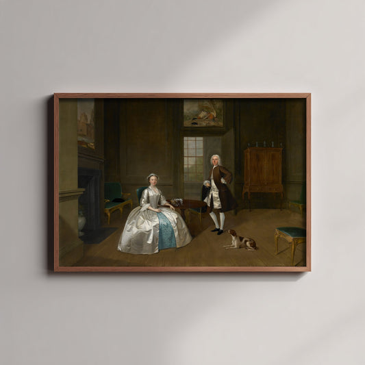 Arthur Devis - Mr and Mrs Atherton (c. 1743) - Classic Painting Art Print - Georgian Couple Panelled Parlour Spaniel Poster