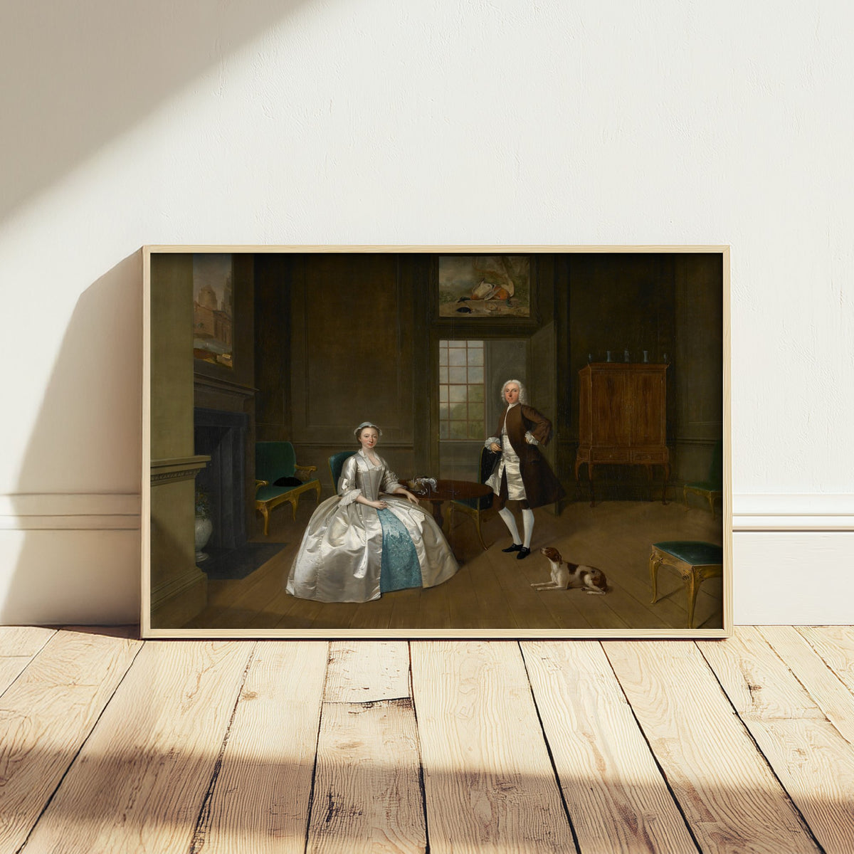 Arthur Devis - Mr and Mrs Atherton (c. 1743) - Classic Painting Art Print - Georgian Couple Panelled Parlour Spaniel Poster