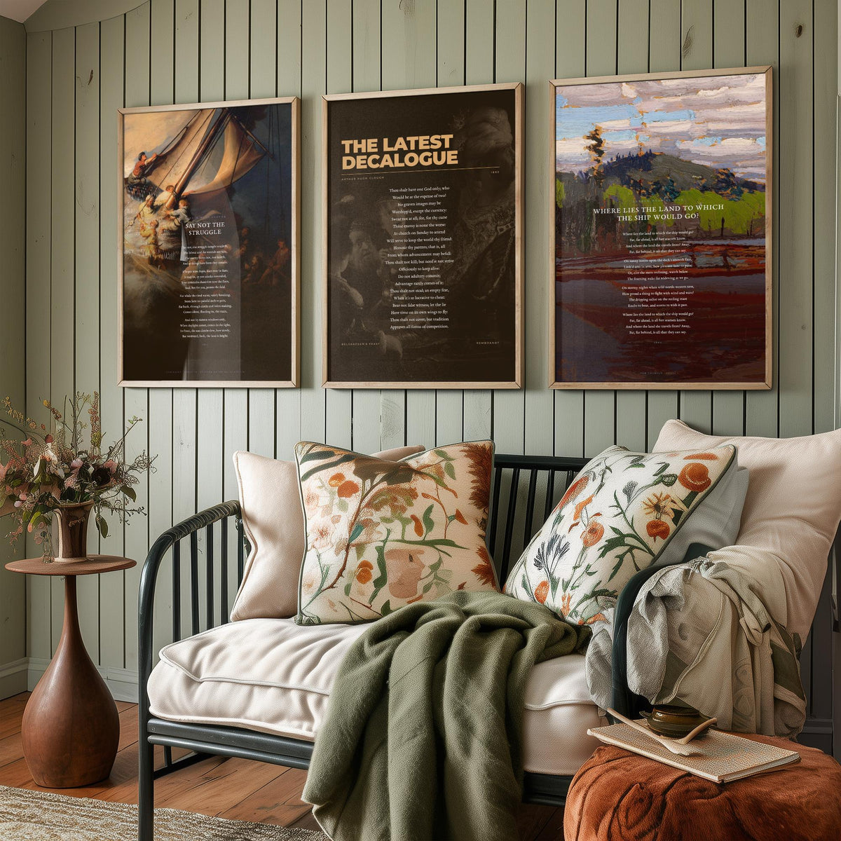 Arthur Hugh Clough Poems Set of Three Art Prints - Where Lies the Land to Which the Ship Would Go - Rembrandt Paintings Poetry Poster