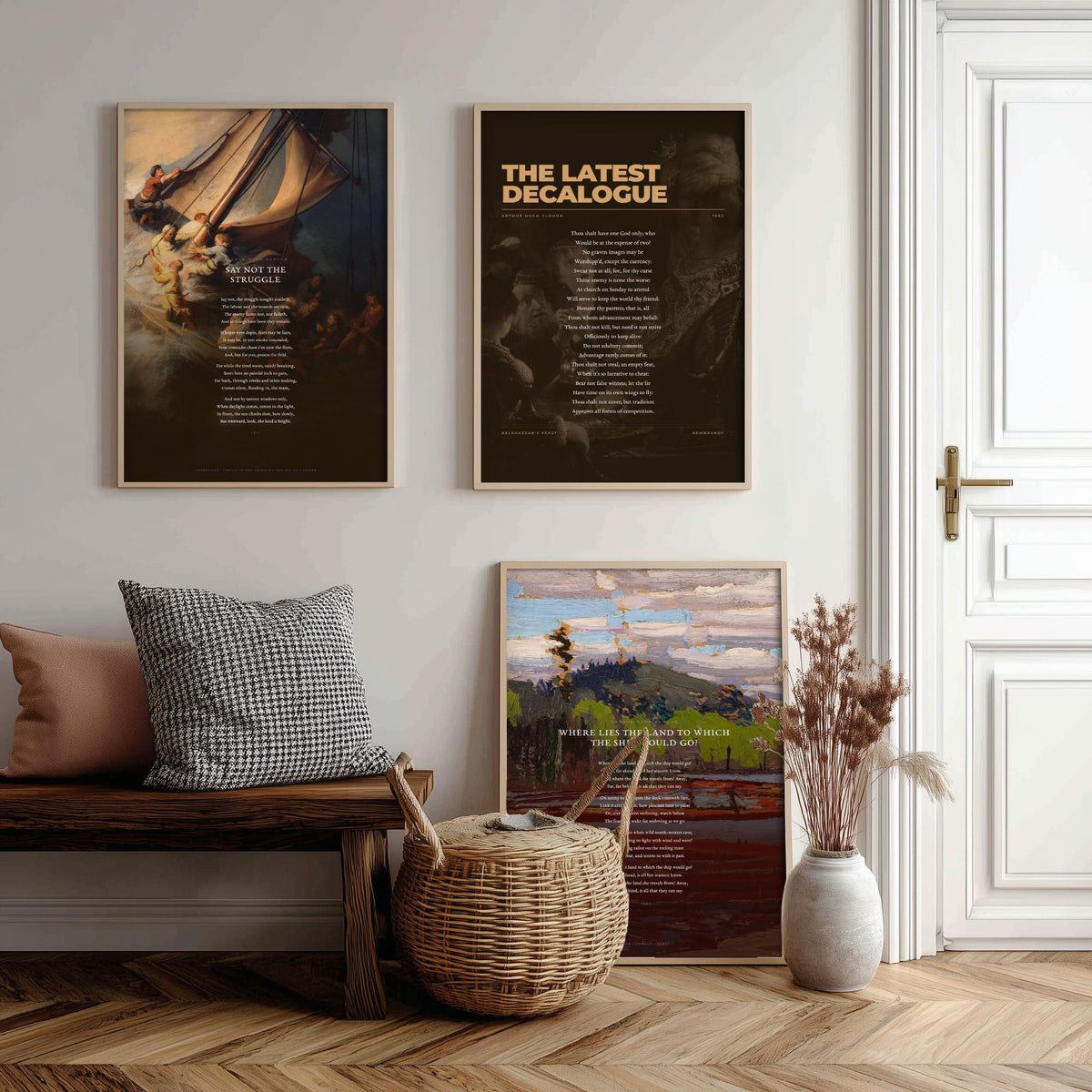 Arthur Hugh Clough Poems Set of Three Art Prints - Where Lies the Land to Which the Ship Would Go - Rembrandt Paintings Poetry Poster