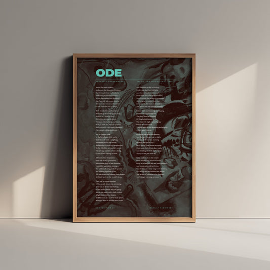 Ode by Arthur O'Shaughnessy Art Print - We Are the Music Makers Full Poem Poster - Poetry over Kandinsky Composition VII Painting