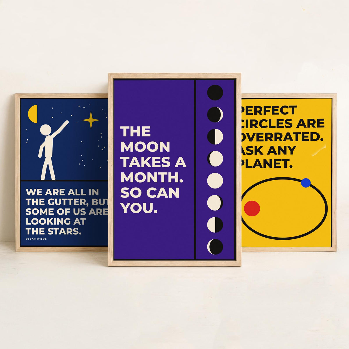 Astronomy Quotes Set of Three Art Prints - 3 Bauhaus Space Posters - Minimalist Science Wall Art Illustration V1