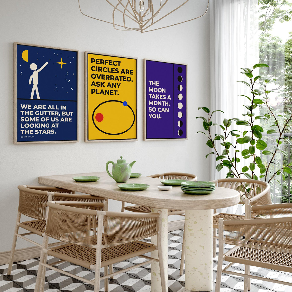 Astronomy Quotes Set of Three Art Prints - 3 Bauhaus Space Posters - Minimalist Science Wall Art Illustration V1
