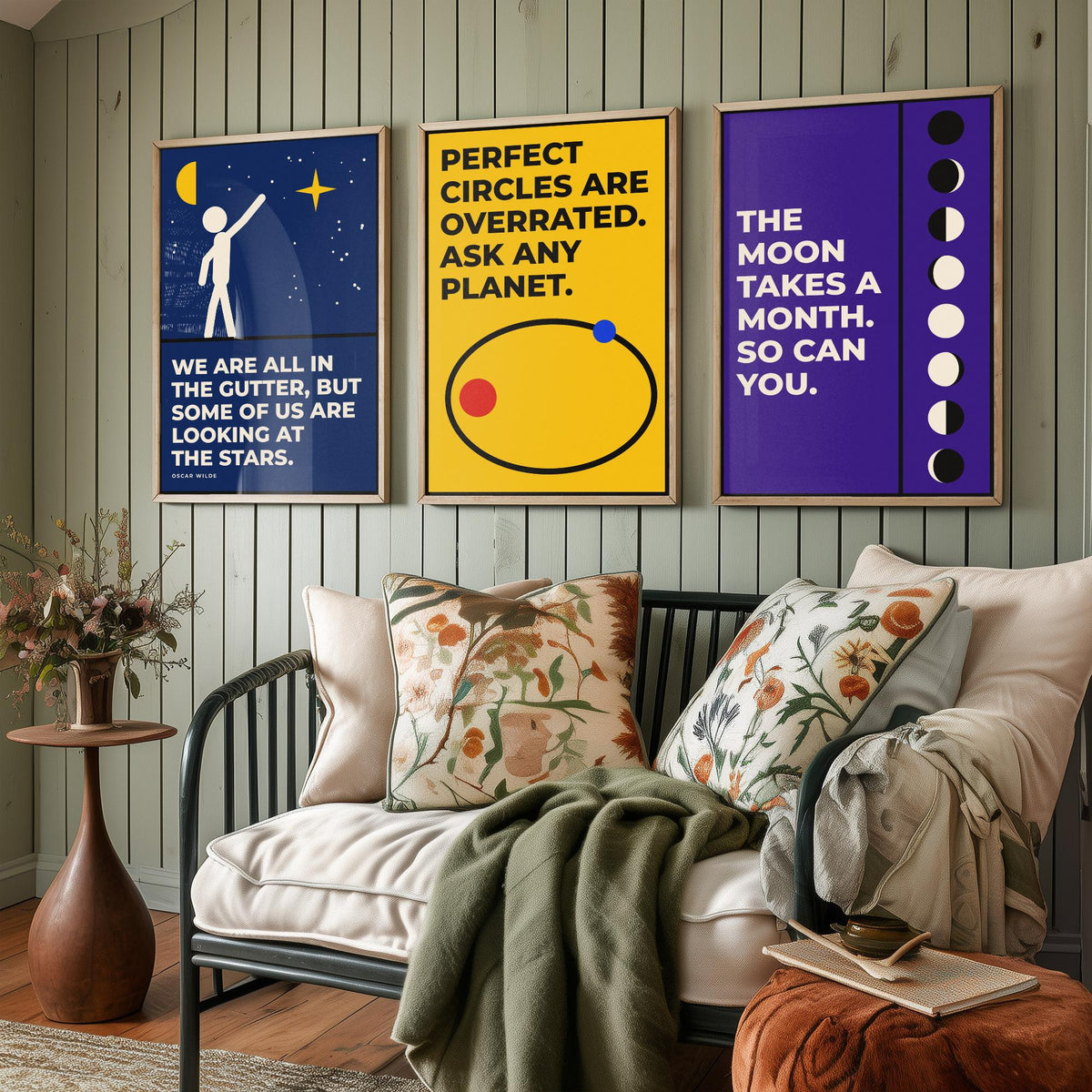 Astronomy Quotes Set of Three Art Prints - 3 Bauhaus Space Posters - Minimalist Science Wall Art Illustration V1
