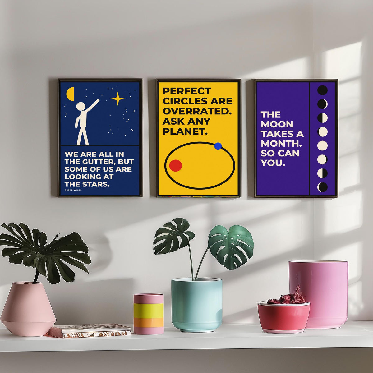 Astronomy Quotes Set of Three Art Prints - 3 Bauhaus Space Posters - Minimalist Science Wall Art Illustration V1