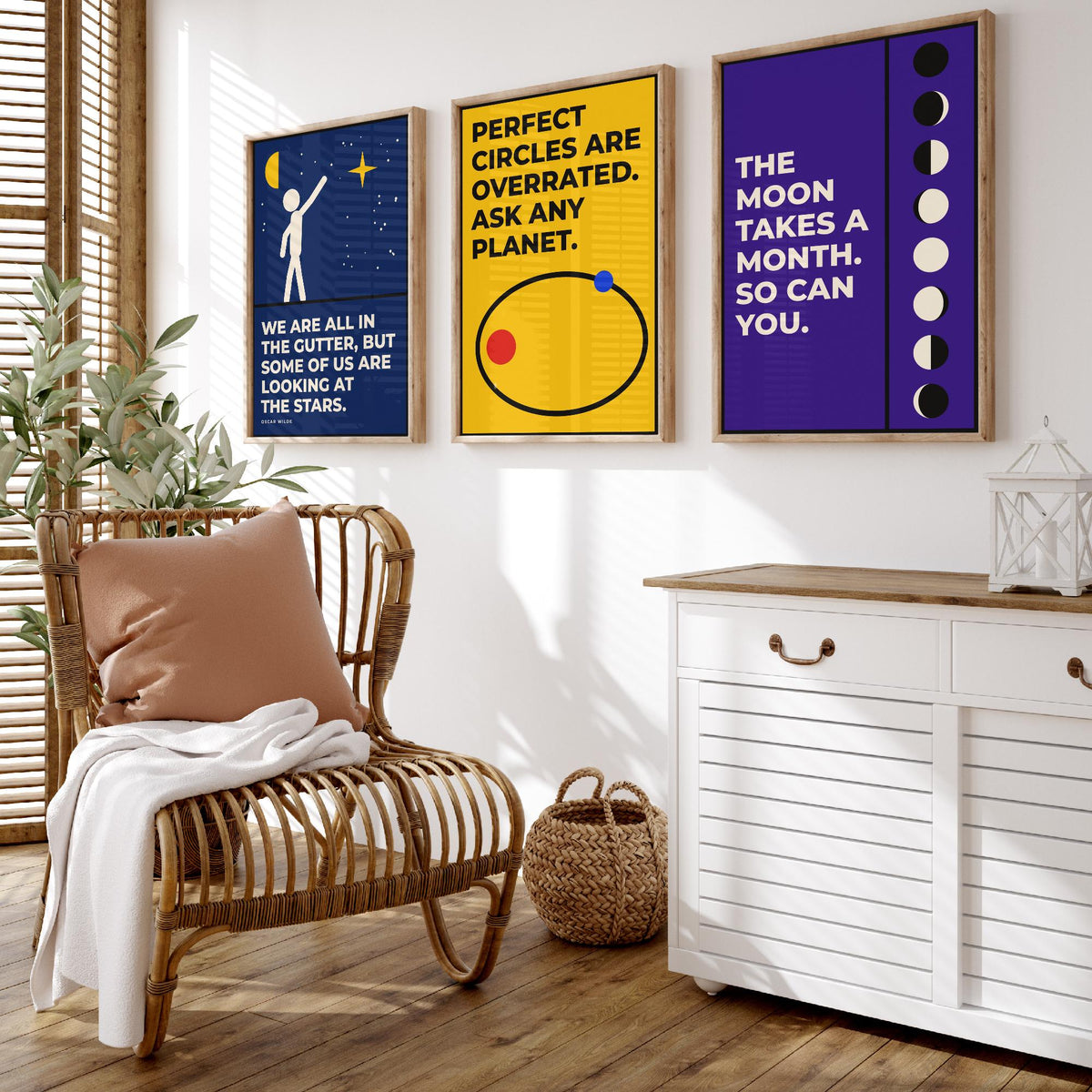 Astronomy Quotes Set of Three Art Prints - 3 Bauhaus Space Posters - Minimalist Science Wall Art Illustration V1
