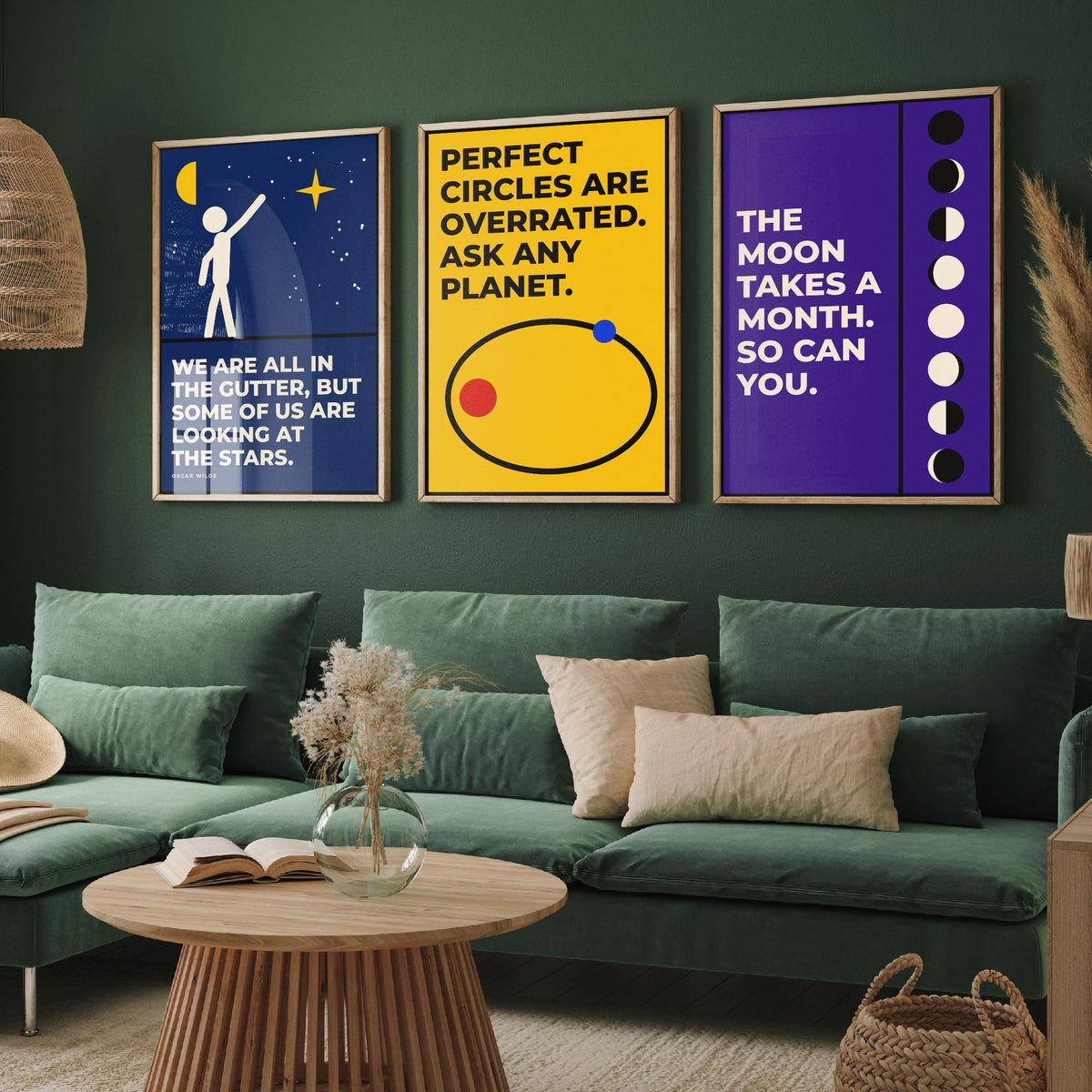Astronomy Quotes Set of Three Art Prints - 3 Bauhaus Space Posters - Minimalist Science Wall Art Illustration V1