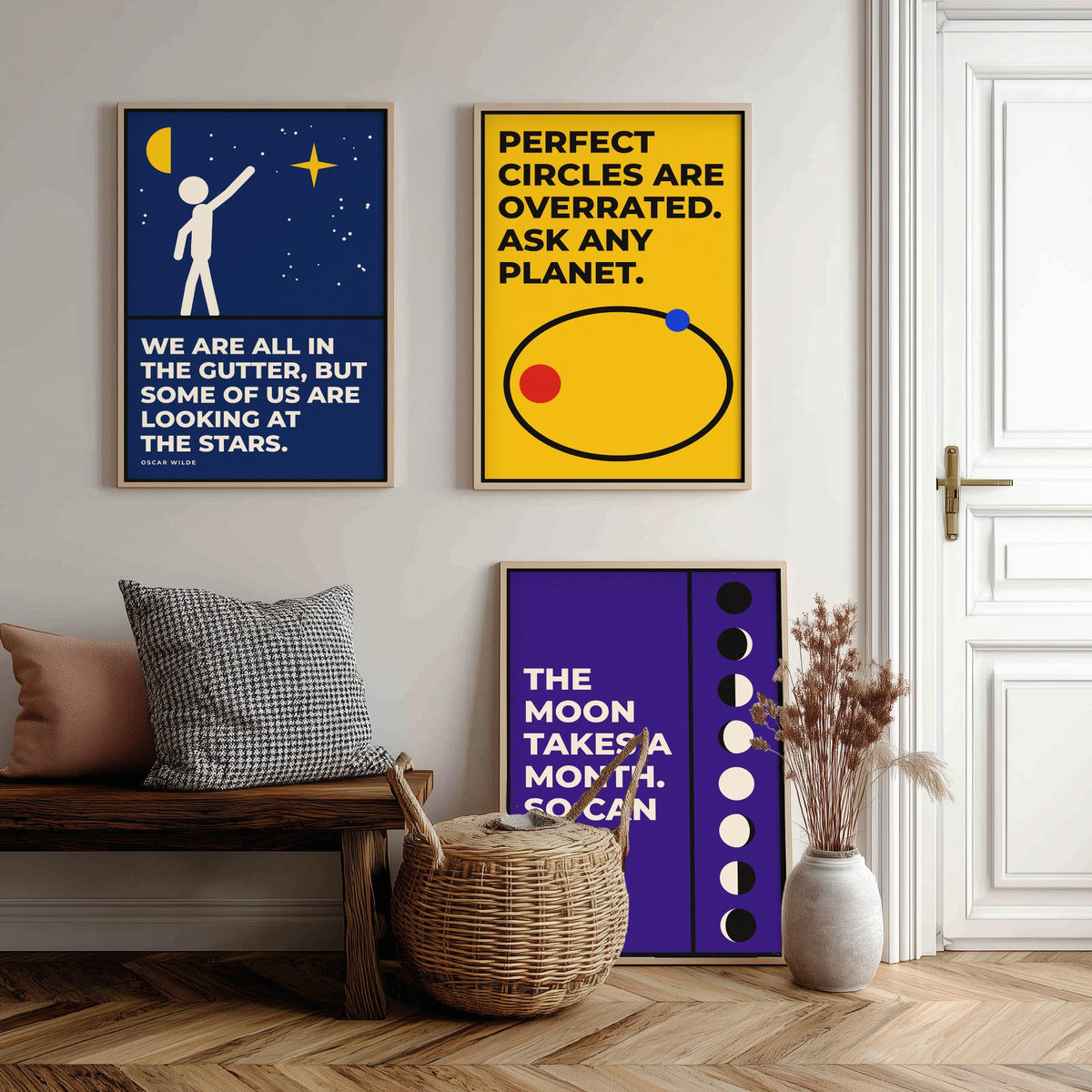 Astronomy Quotes Set of Three Art Prints - 3 Bauhaus Space Posters - Minimalist Science Wall Art Illustration V1