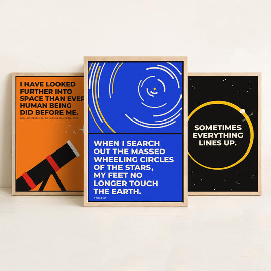 Astronomy Quotes Set of Three Art Prints - 3 Retro Bauhaus Space Posters - Minimalist Science Wall Art Illustration V2