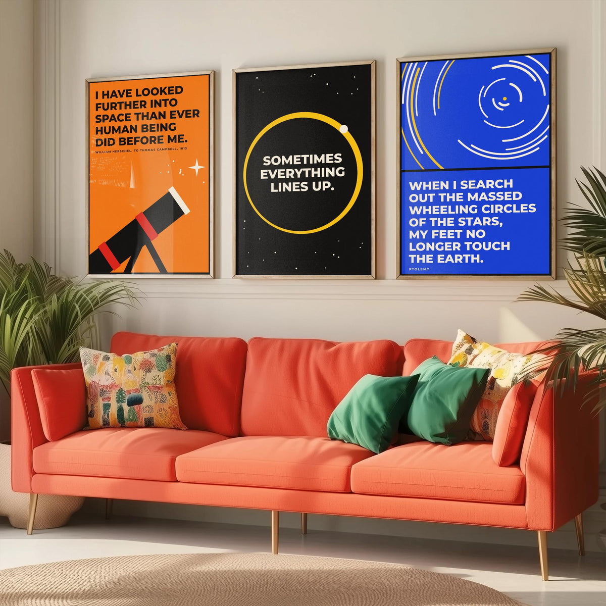 Astronomy Quotes Set of Three Art Prints - 3 Retro Bauhaus Space Posters - Minimalist Science Wall Art Illustration V2