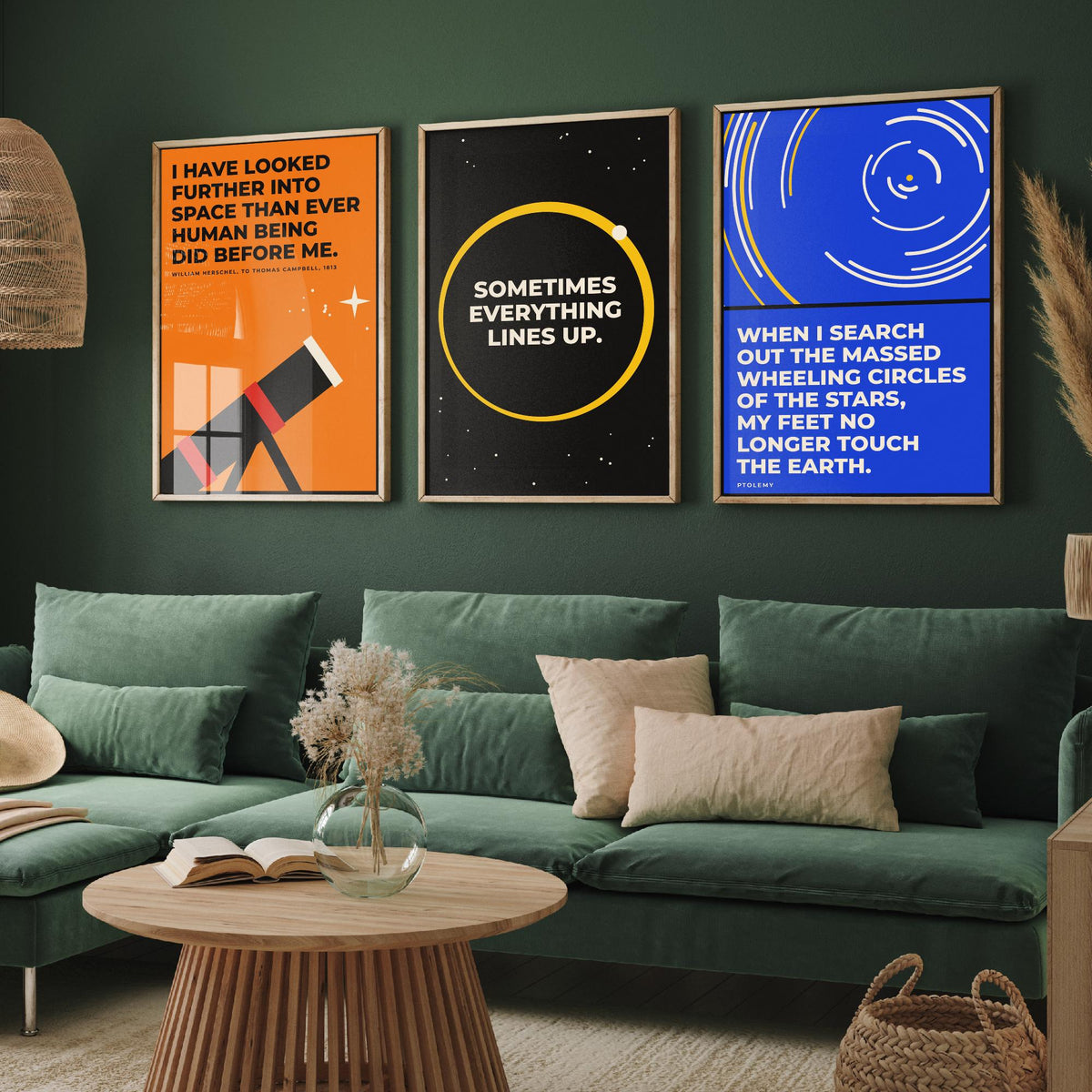 Astronomy Quotes Set of Three Art Prints - 3 Retro Bauhaus Space Posters - Minimalist Science Wall Art Illustration V2