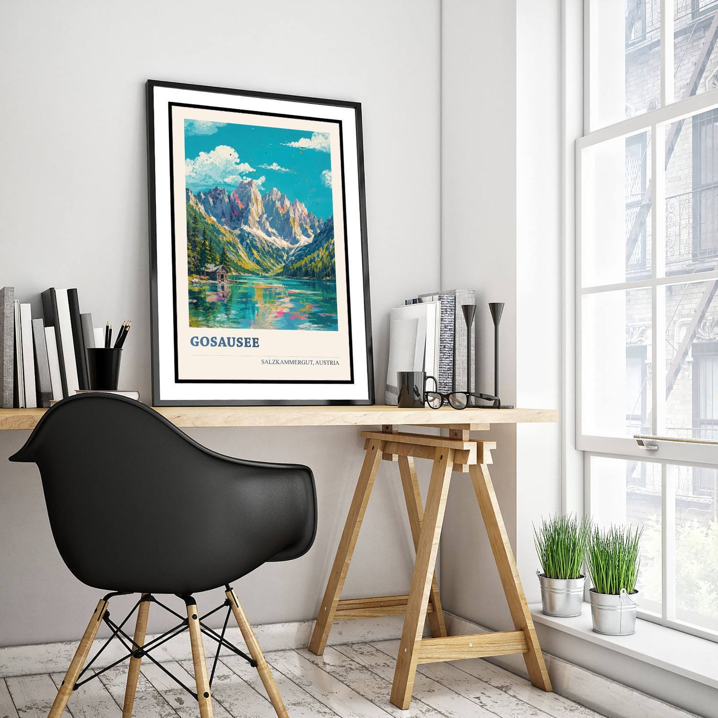 Gosausee Travel Poster - Salzkammergut Austria Art Print - Alpine Lake Painting - Vibrant Mountains V1 1/3