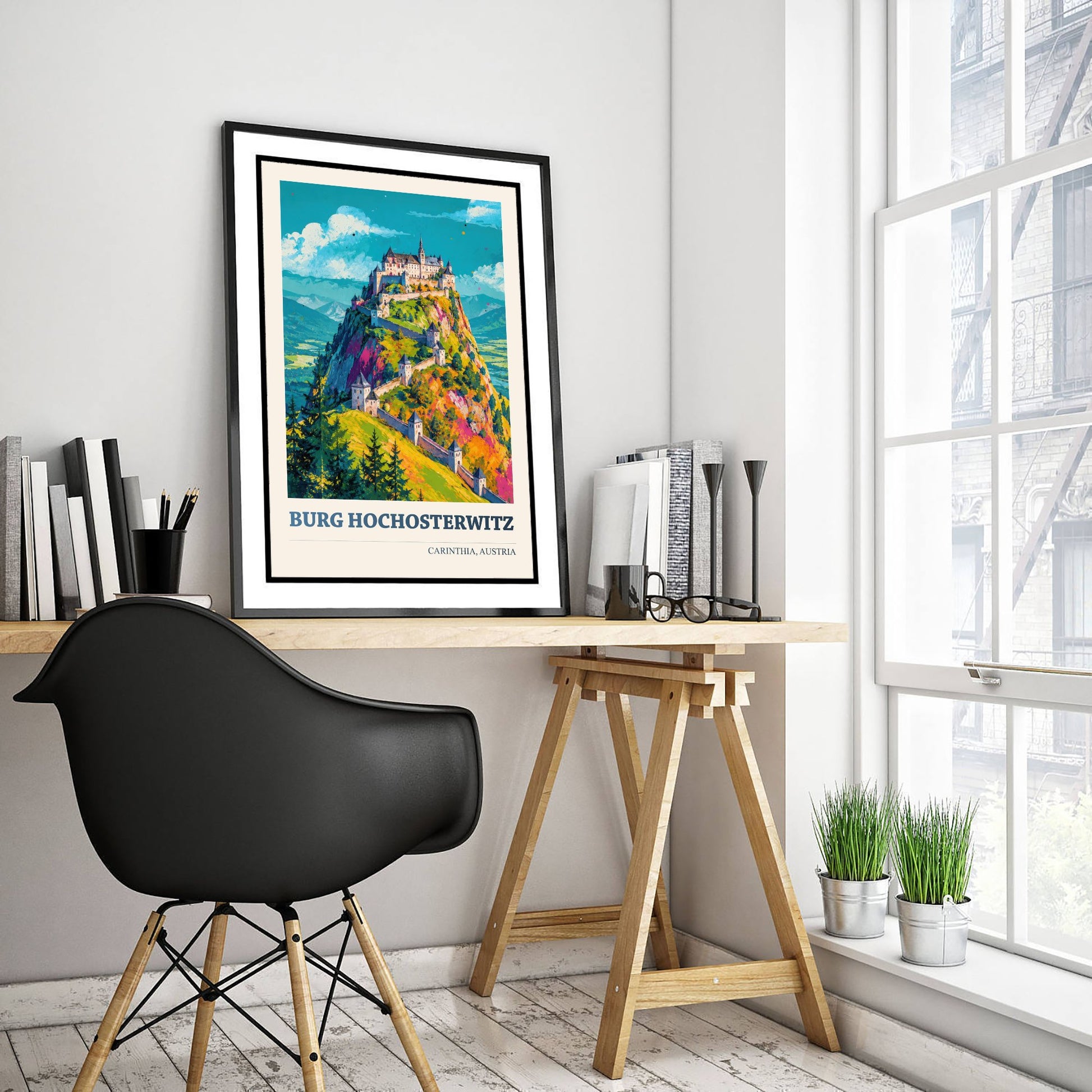 Burg Hochosterwitz Travel Poster - Carinthia Austria Art Print - Castle Painting - Vibrant Hilltop V1 2/3