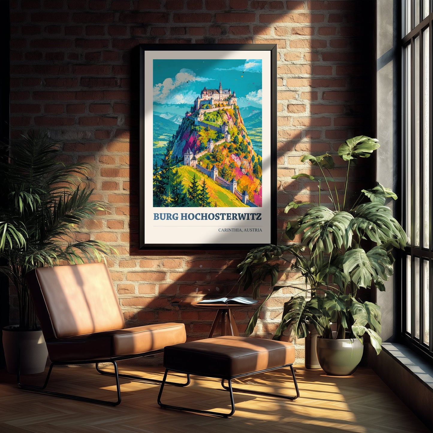 Burg Hochosterwitz Travel Poster - Carinthia Austria Art Print - Castle Painting - Vibrant Hilltop V1 2/3