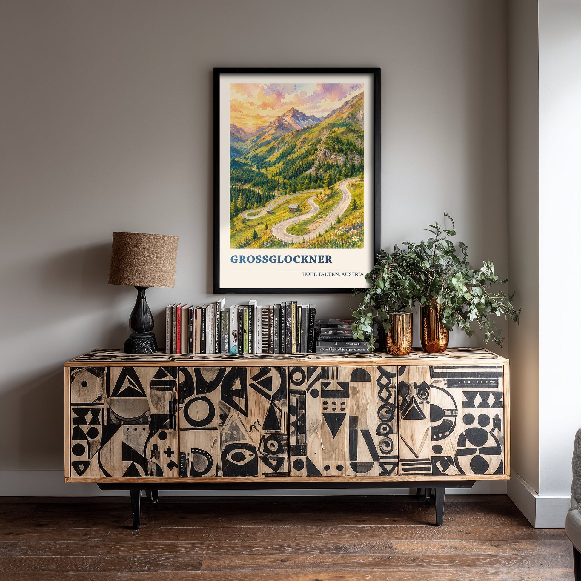 Grossglockner Travel Poster - Hohe Tauern Austria Art Print - Alpine Road Painting - Vibrant Mountains V2 1/3