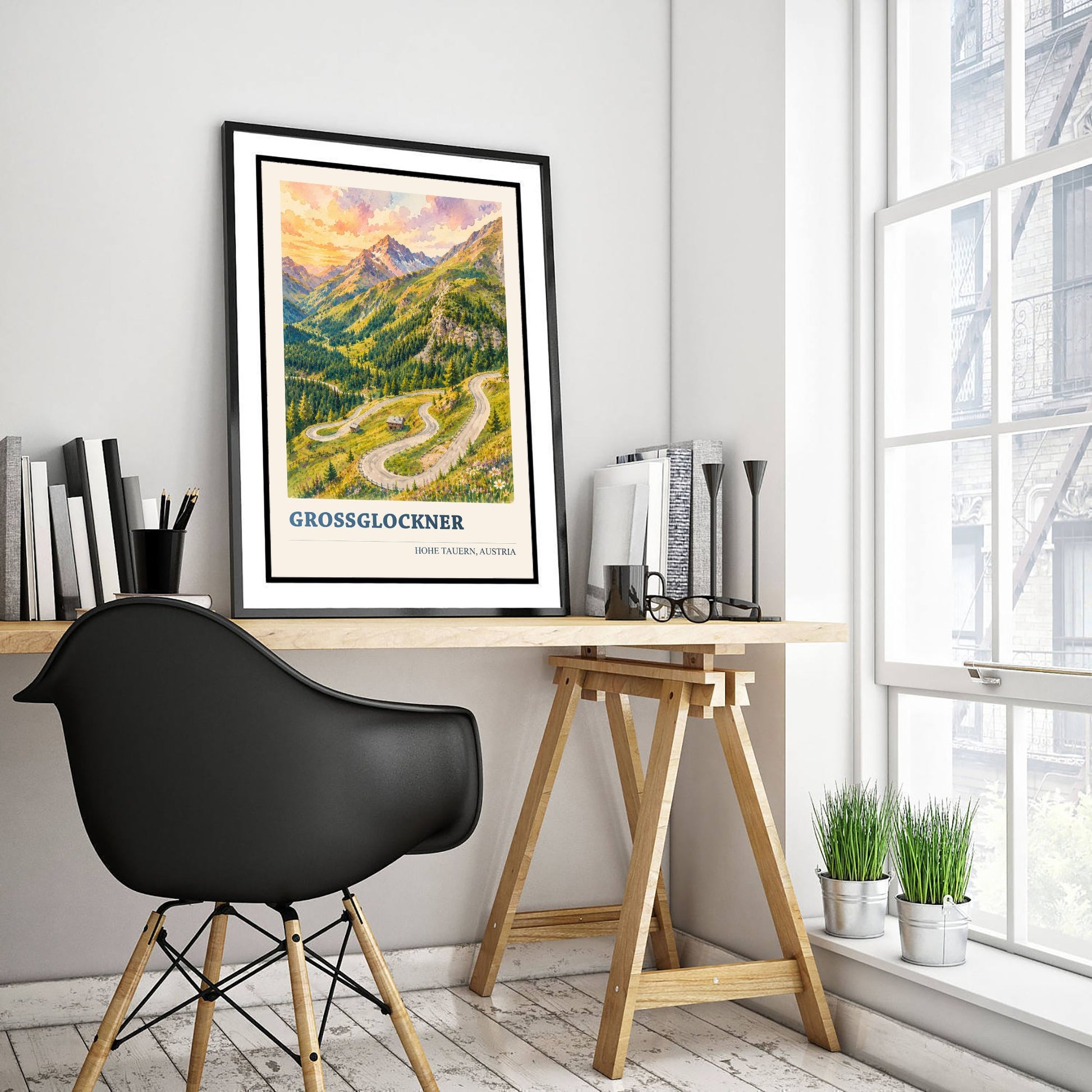 Grossglockner Travel Poster - Hohe Tauern Austria Art Print - Alpine Road Painting - Vibrant Mountains V2 1/3