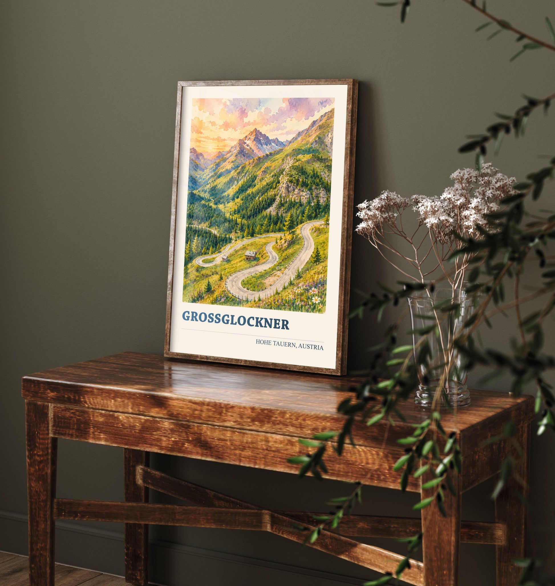 Grossglockner Travel Poster - Hohe Tauern Austria Art Print - Alpine Road Painting - Vibrant Mountains V2 1/3