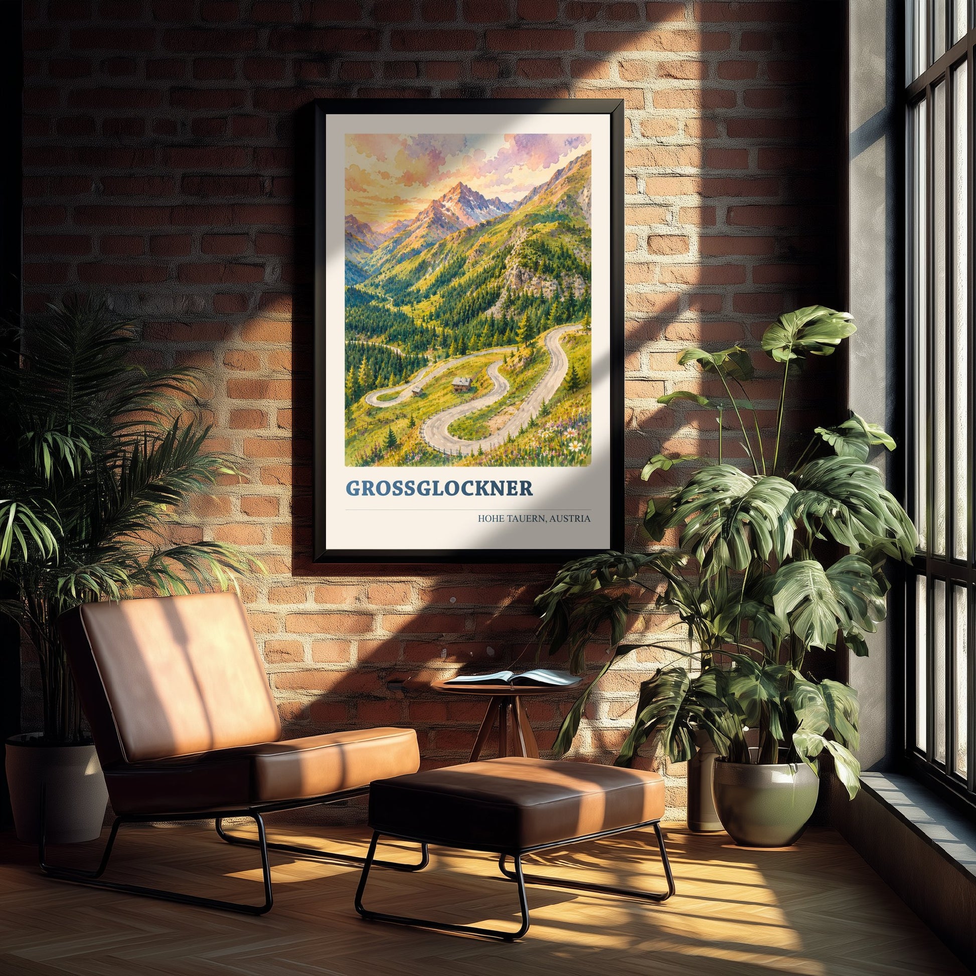 Grossglockner Travel Poster - Hohe Tauern Austria Art Print - Alpine Road Painting - Vibrant Mountains V2 1/3