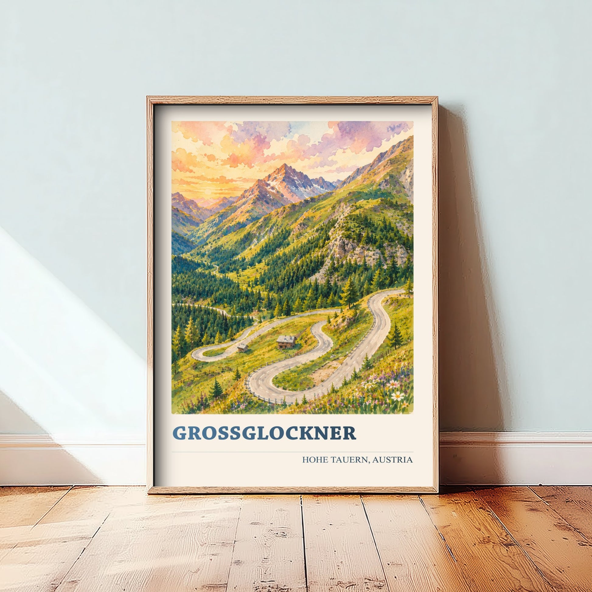 Grossglockner Travel Poster - Hohe Tauern Austria Art Print - Alpine Road Painting - Vibrant Mountains V2 1/3