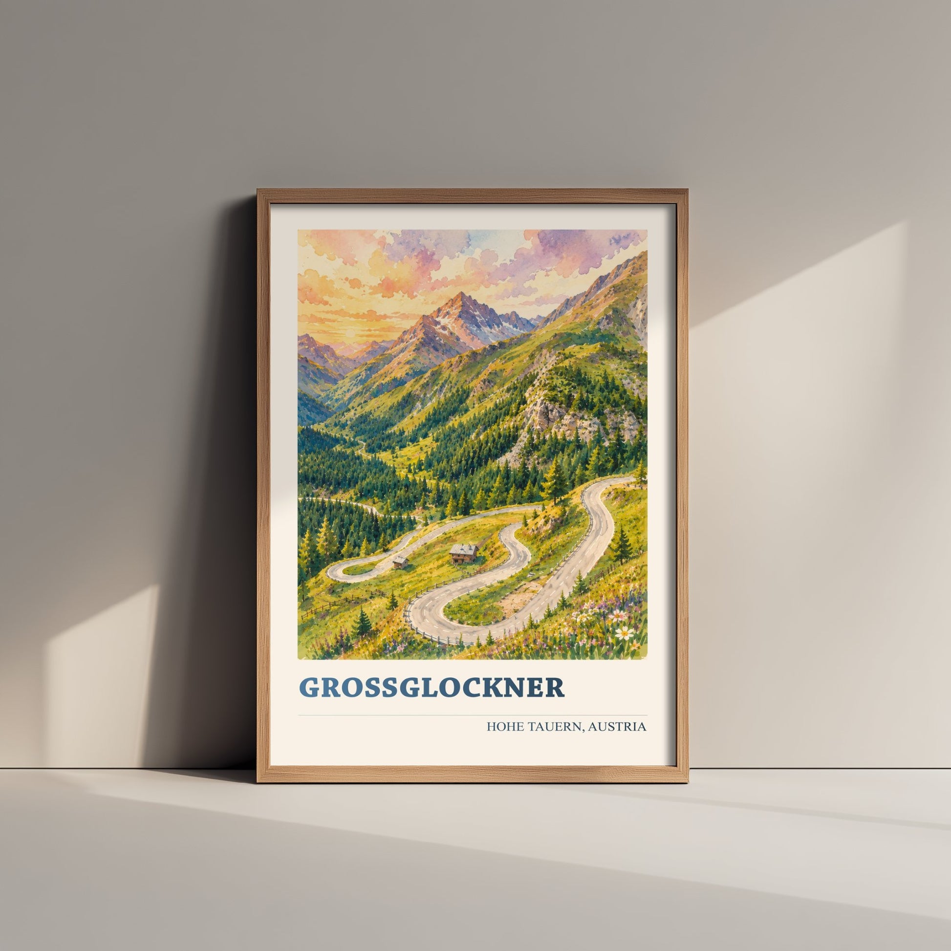 Grossglockner Travel Poster - Hohe Tauern Austria Art Print - Alpine Road Painting - Vibrant Mountains V2 1/3