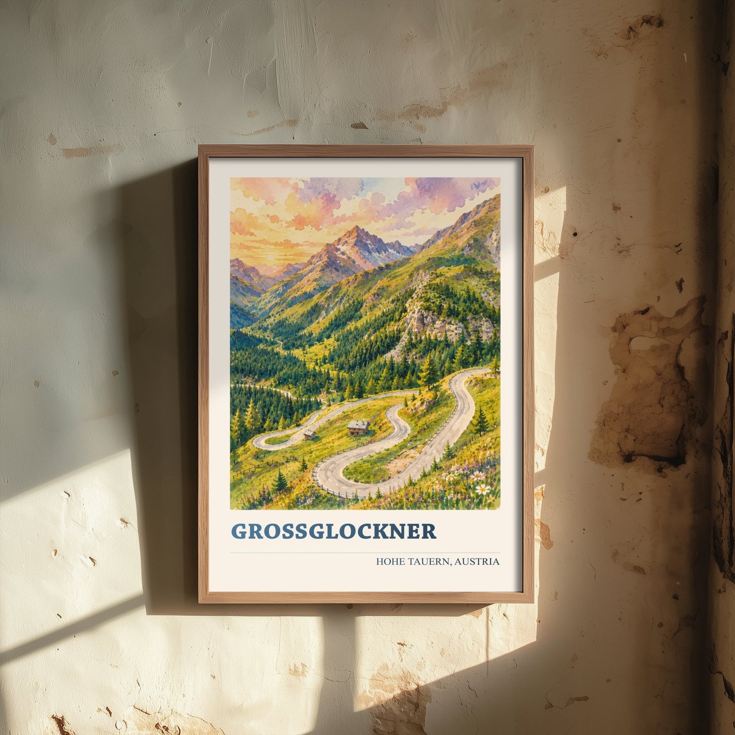 Grossglockner Travel Poster - Hohe Tauern Austria Art Print - Alpine Road Painting - Vibrant Mountains V2 1/3