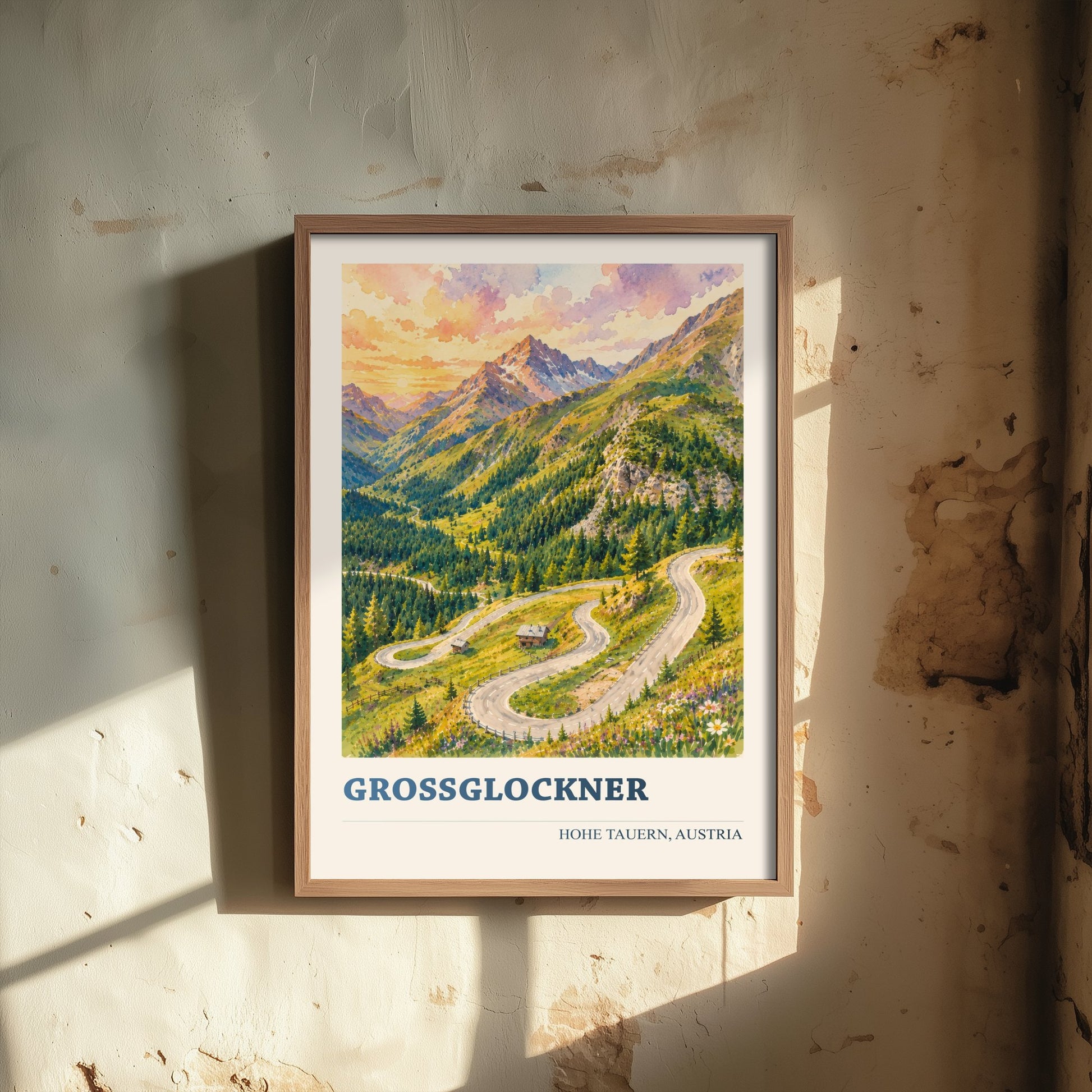 Grossglockner Travel Poster - Hohe Tauern Austria Art Print - Alpine Road Painting - Vibrant Mountains V2 1/3