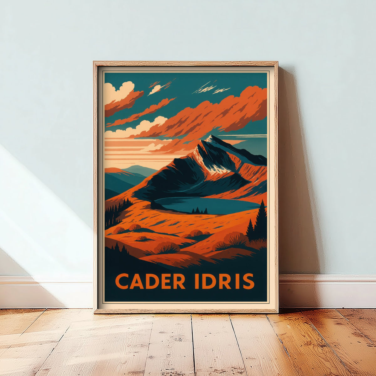 Cader Idris Wales Travel Poster - Autumn Mountain Art Print - Retro Landscape Illustration - Welsh Peaks V2 1/3