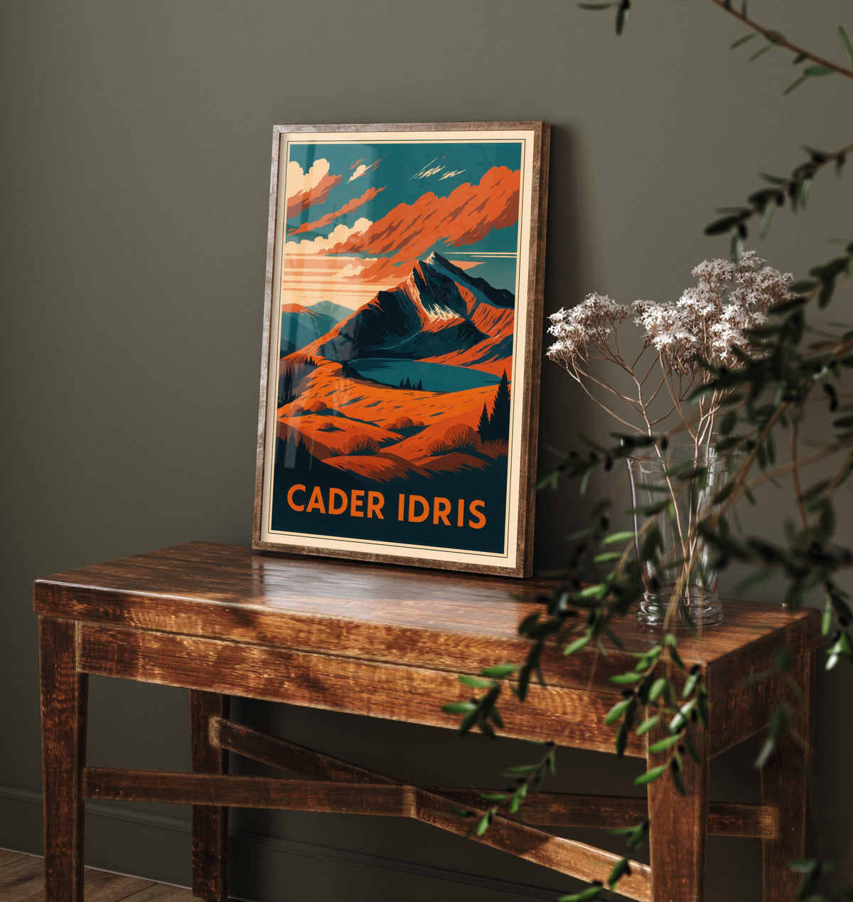 Cader Idris Wales Travel Poster - Autumn Mountain Art Print - Retro Landscape Illustration - Welsh Peaks V2 1/3