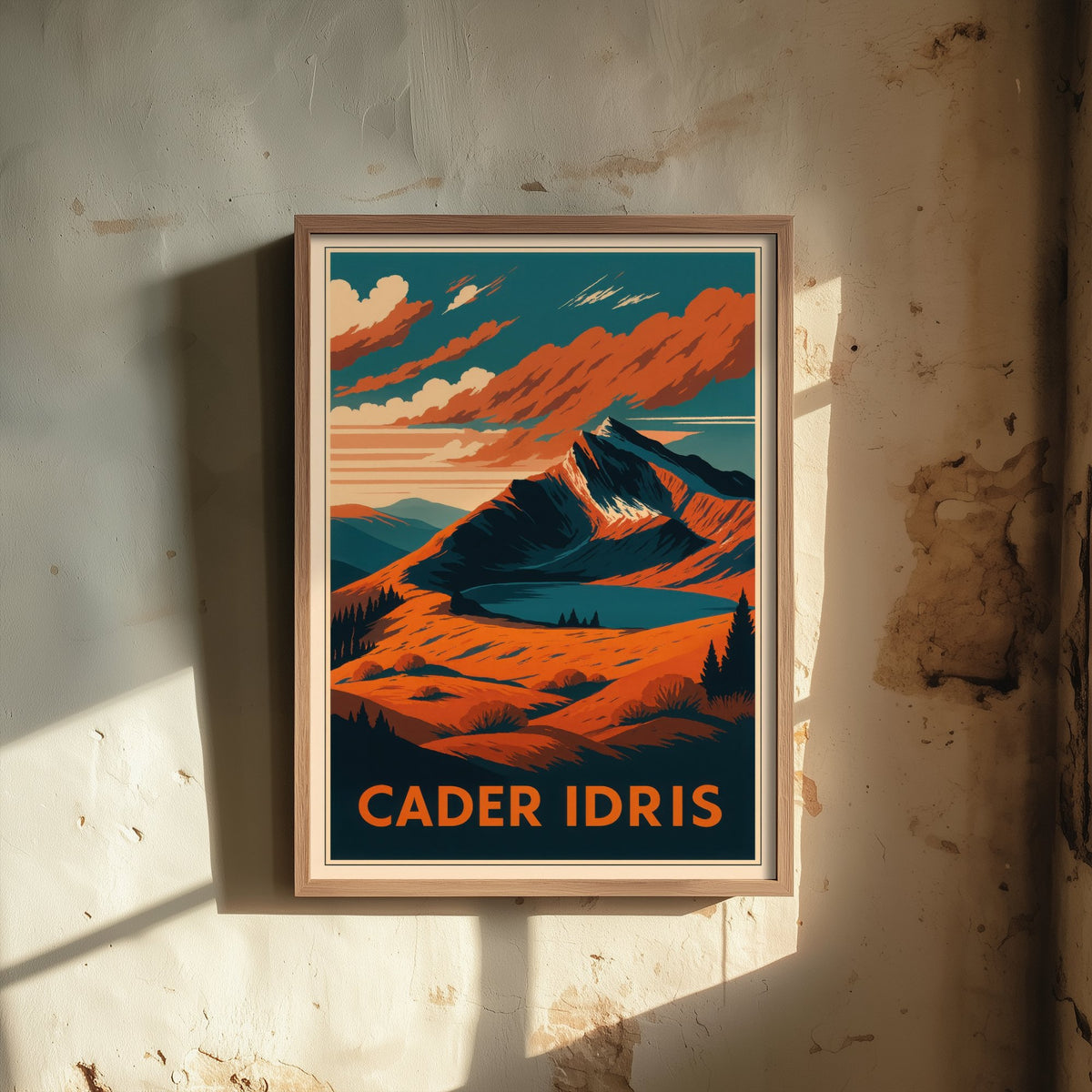 Cader Idris Wales Travel Poster - Autumn Mountain Art Print - Retro Landscape Illustration - Welsh Peaks V2 1/3