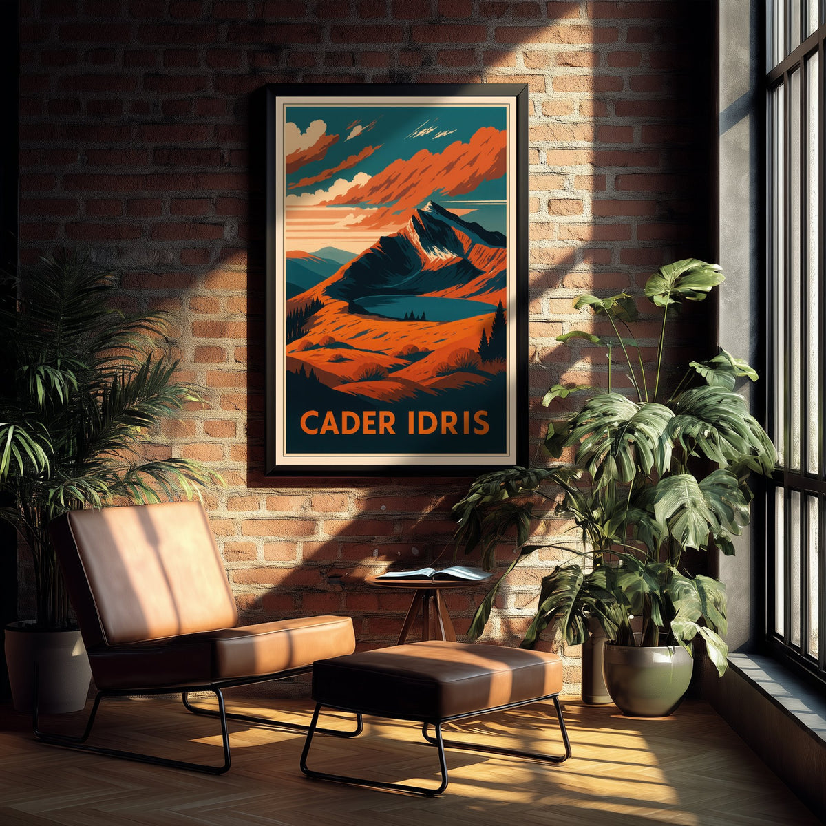 Cader Idris Wales Travel Poster - Autumn Mountain Art Print - Retro Landscape Illustration - Welsh Peaks V2 1/3