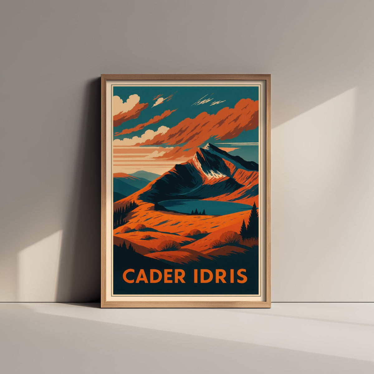 Cader Idris Wales Travel Poster - Autumn Mountain Art Print - Retro Landscape Illustration - Welsh Peaks V2 1/3