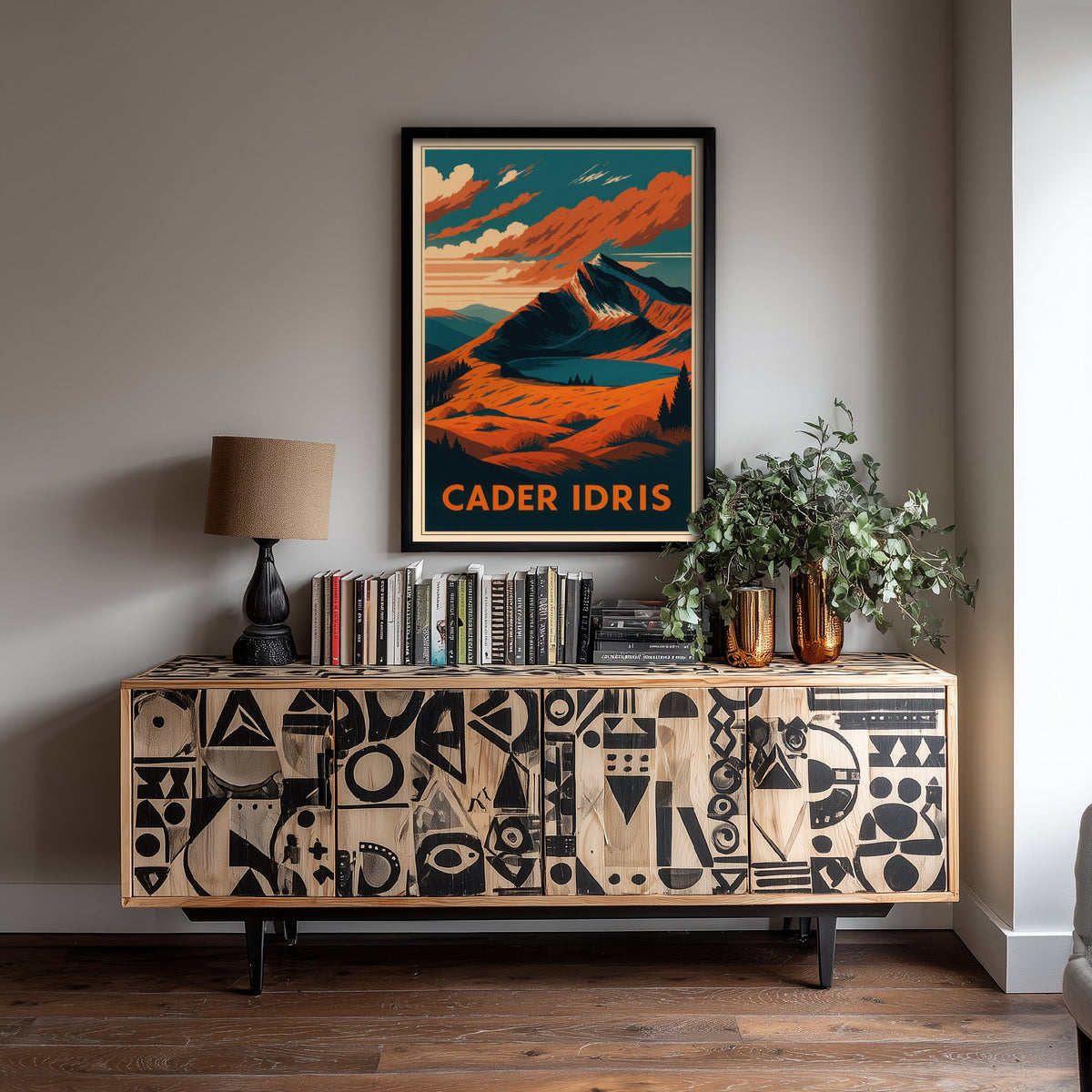 Cader Idris Wales Travel Poster - Autumn Mountain Art Print - Retro Landscape Illustration - Welsh Peaks V2 1/3