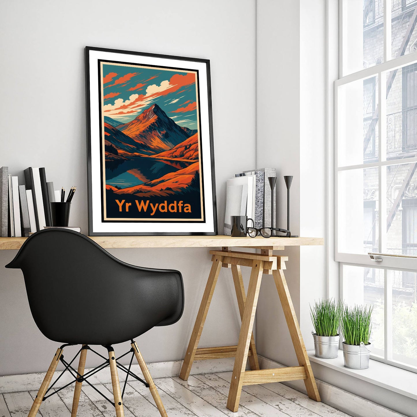 Yr Wyddfa Snowdon Travel Poster - Autumn Mountain Art Print - Retro Landscape Illustration - Wales V2 3/3