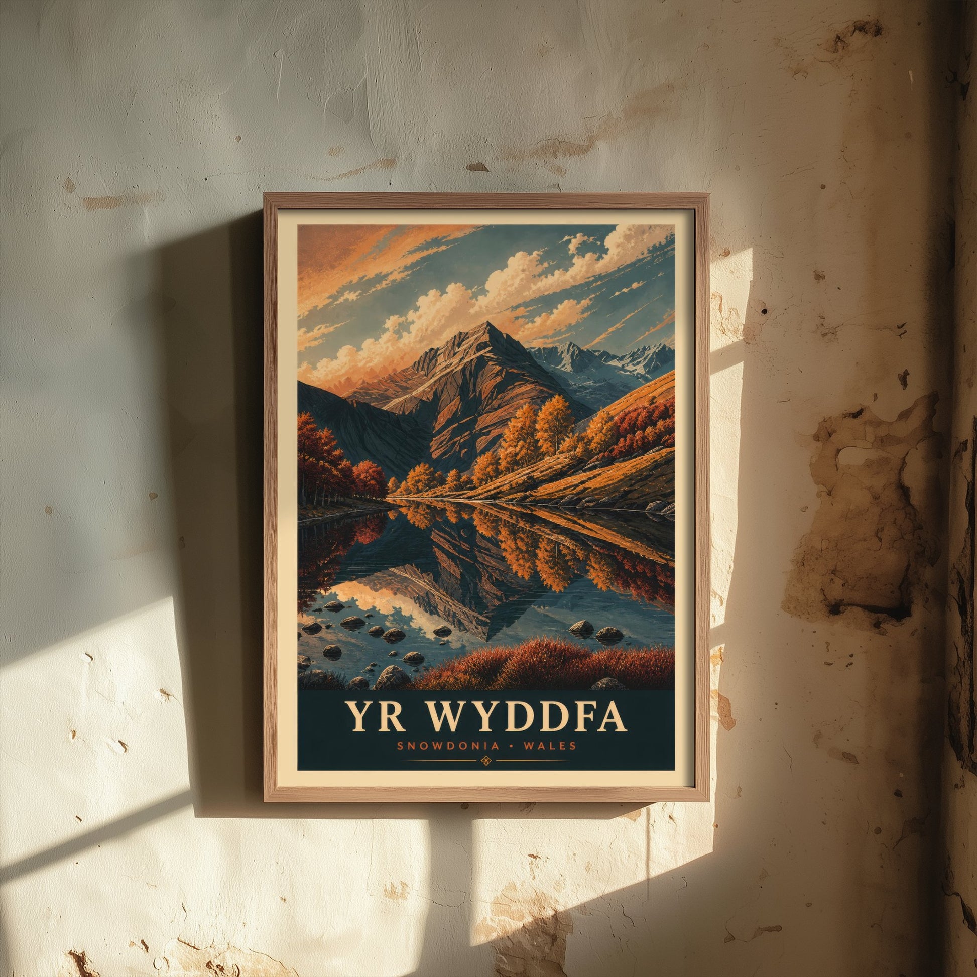Yr Wyddfa Snowdon Travel Poster - Snowdonia Wales Art Print - Vintage Mountain Illustration - Autumn View V3 3/3