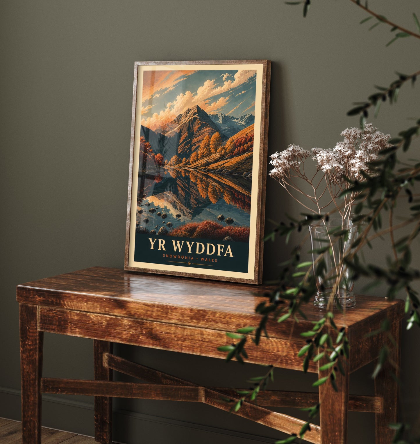 Yr Wyddfa Snowdon Travel Poster - Snowdonia Wales Art Print - Vintage Mountain Illustration - Autumn View V3 3/3