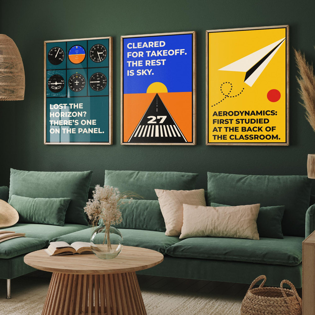 Aviation Quotes Set of Three Art Prints - 3 Bauhaus Pilot Posters - Minimalist Travel Wall Art Illustration V1