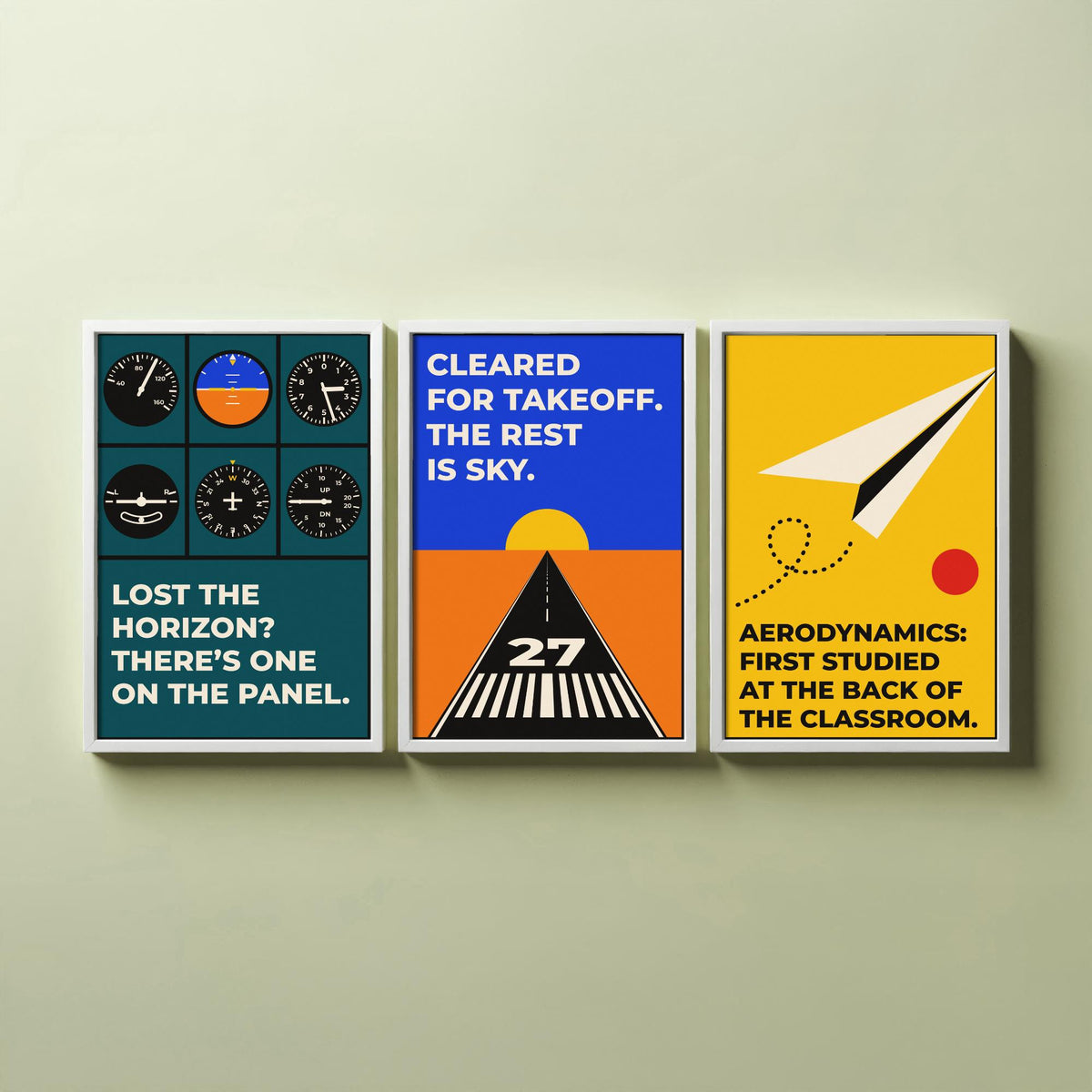 Aviation Quotes Set of Three Art Prints - 3 Bauhaus Pilot Posters - Minimalist Travel Wall Art Illustration V1