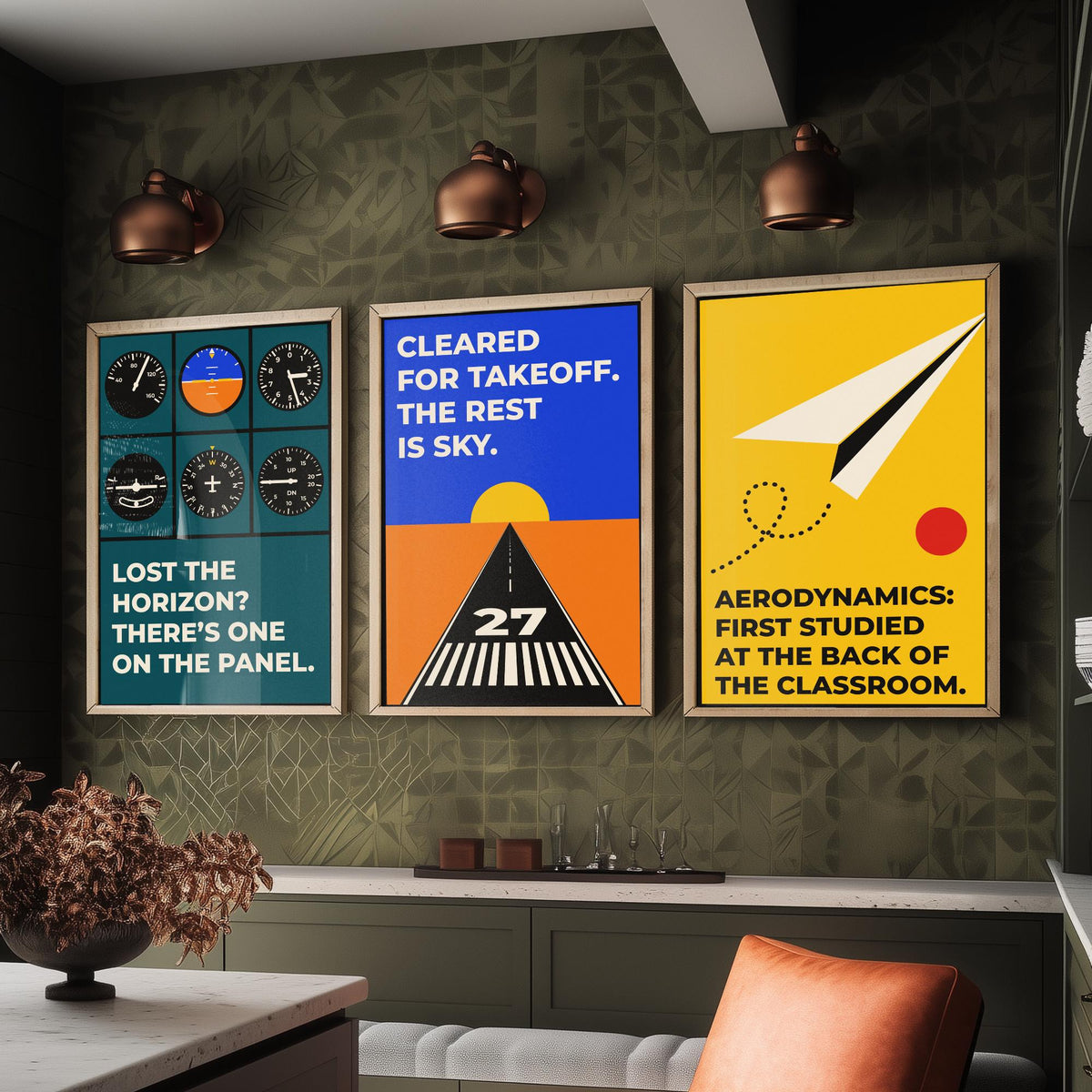 Aviation Quotes Set of Three Art Prints - 3 Bauhaus Pilot Posters - Minimalist Travel Wall Art Illustration V1