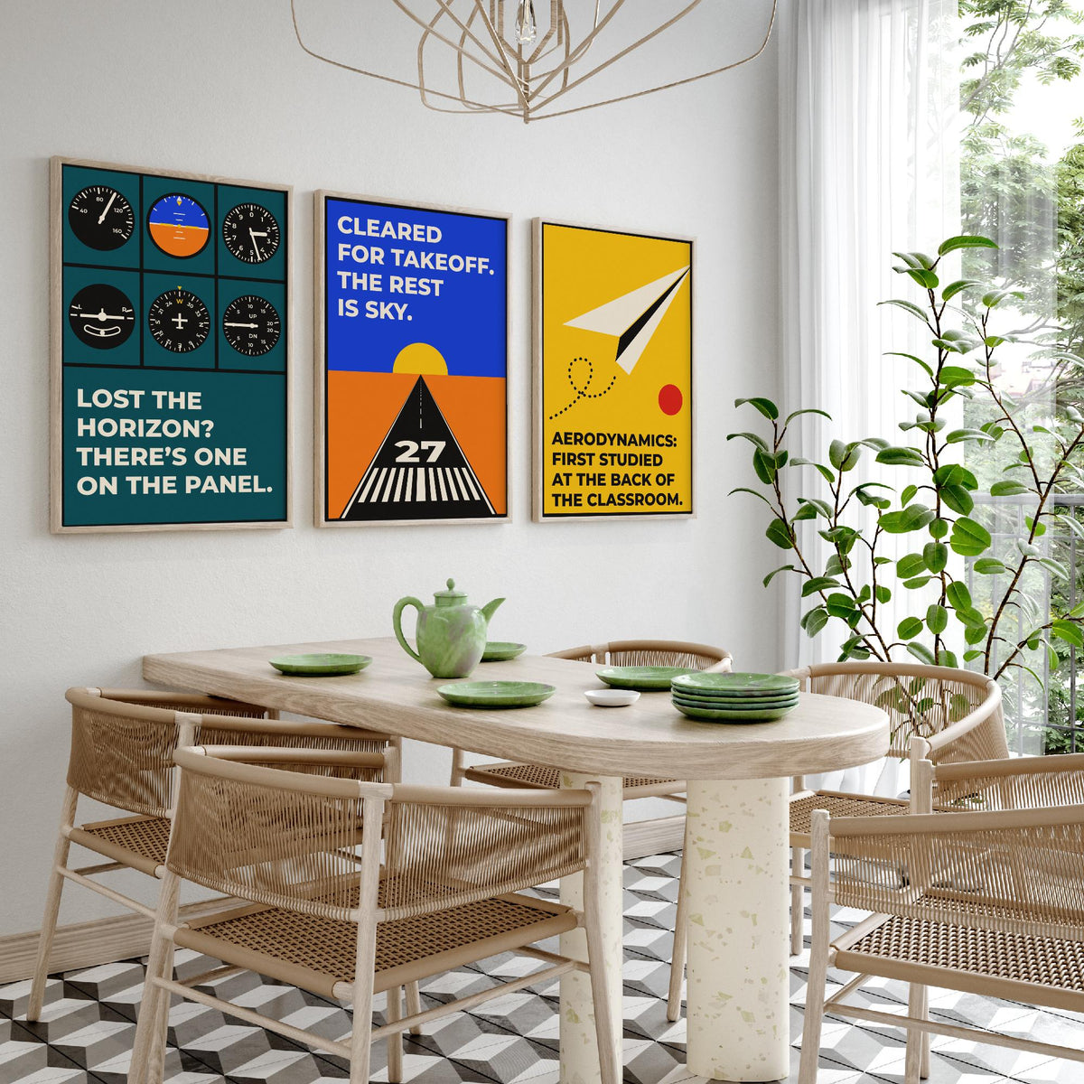 Aviation Quotes Set of Three Art Prints - 3 Bauhaus Pilot Posters - Minimalist Travel Wall Art Illustration V1