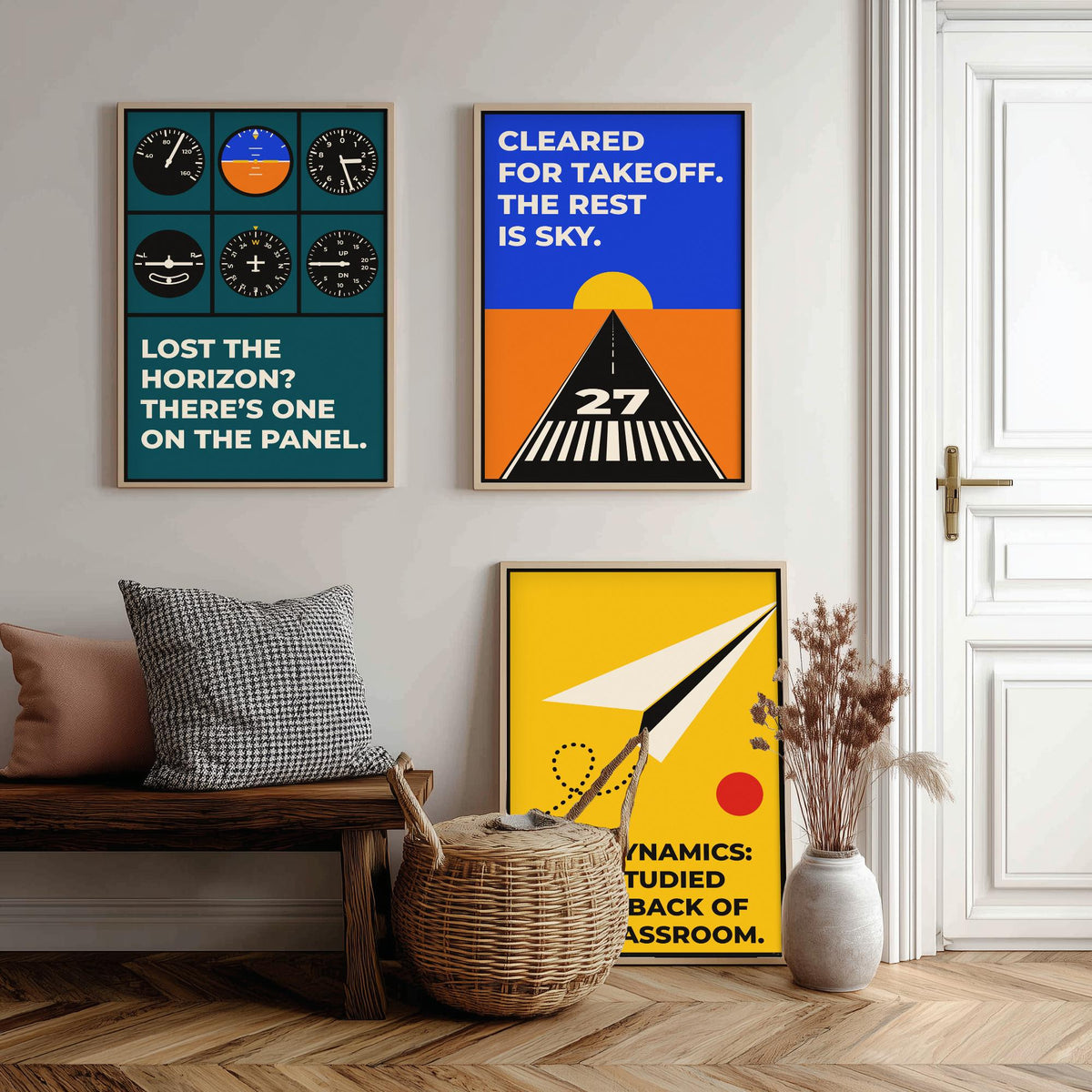 Aviation Quotes Set of Three Art Prints - 3 Bauhaus Pilot Posters - Minimalist Travel Wall Art Illustration V1