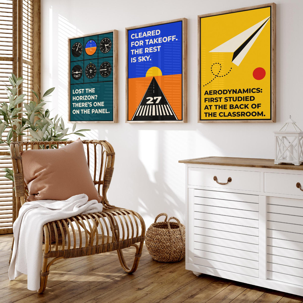 Aviation Quotes Set of Three Art Prints - 3 Bauhaus Pilot Posters - Minimalist Travel Wall Art Illustration V1